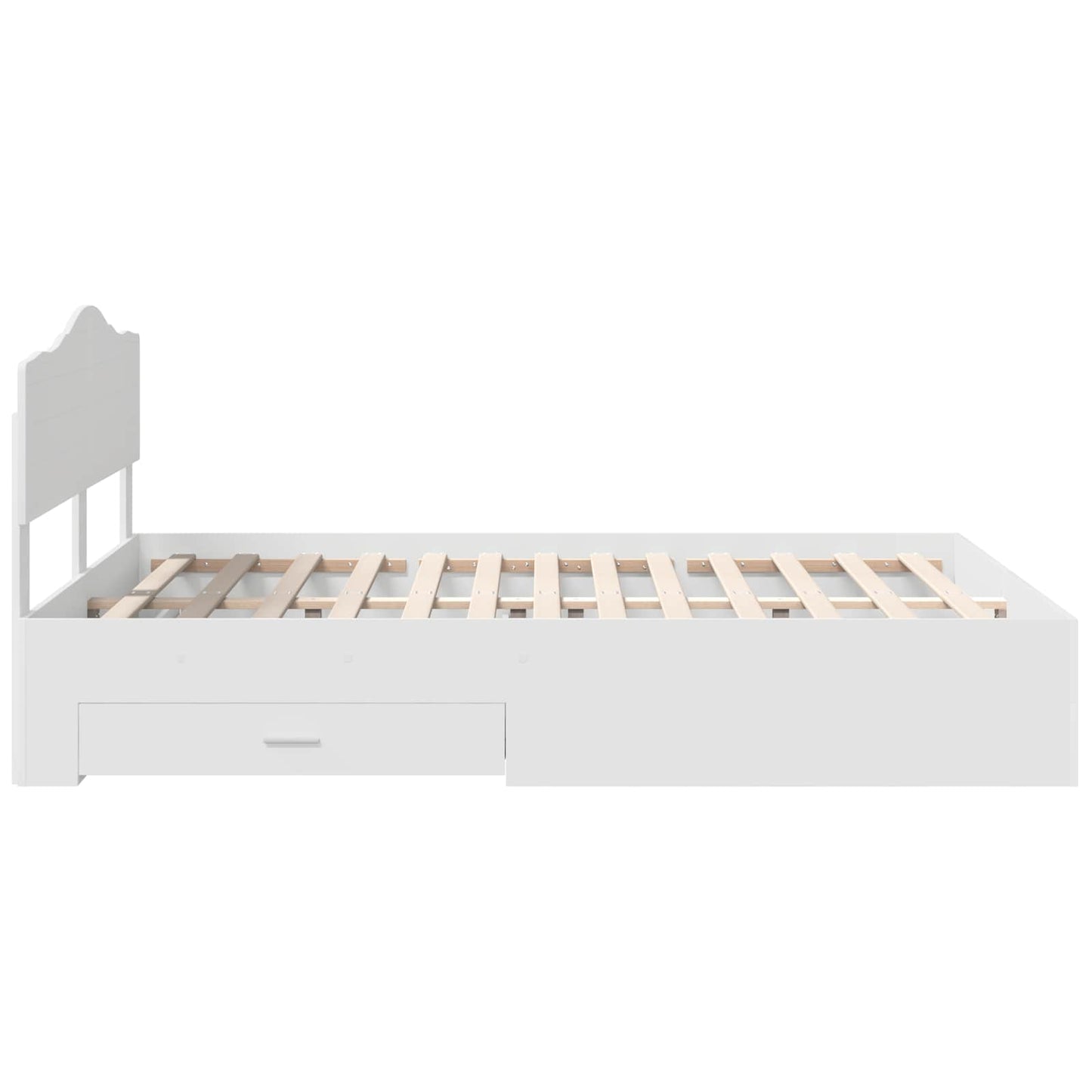 Bedframe met hoofdeinde met lade Wit 140 x 190 cm Bewerkt hout is nu te koop bij PeponiXL, paradijselijk wonen!