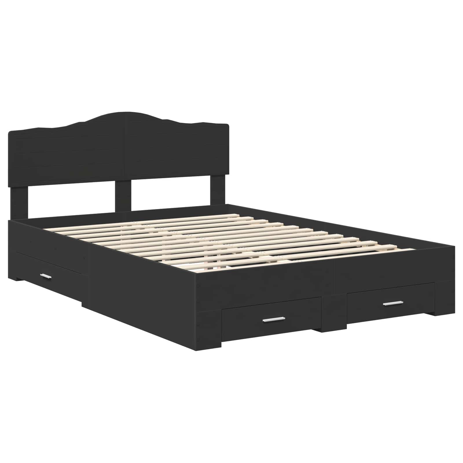 Bedframe met hoofdeinde Zwart 140 x 190 cm Bewerkt hout is nu te koop bij PeponiXL, paradijselijk wonen!