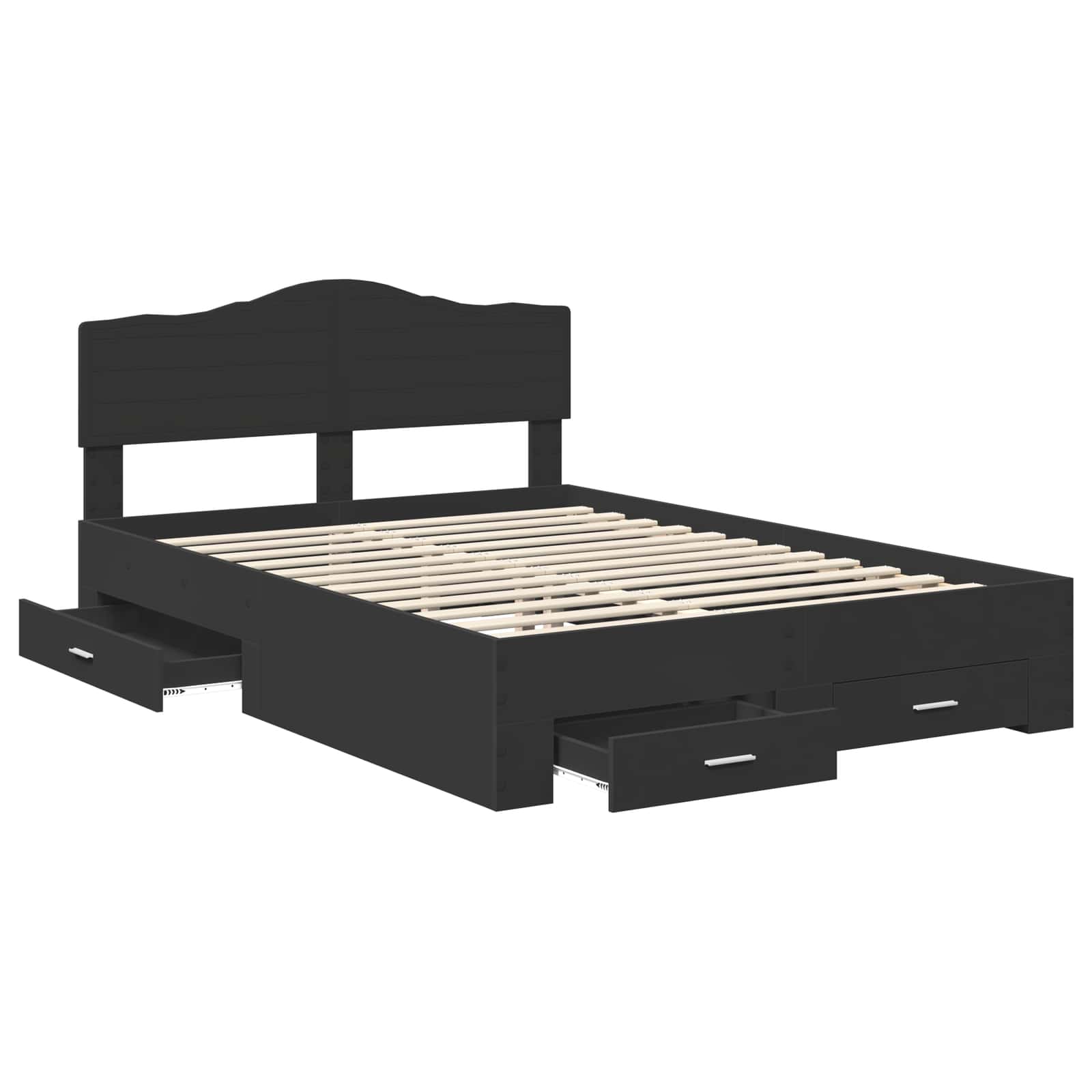 Bedframe met hoofdeinde Zwart 140 x 190 cm Bewerkt hout is nu te koop bij PeponiXL, paradijselijk wonen!