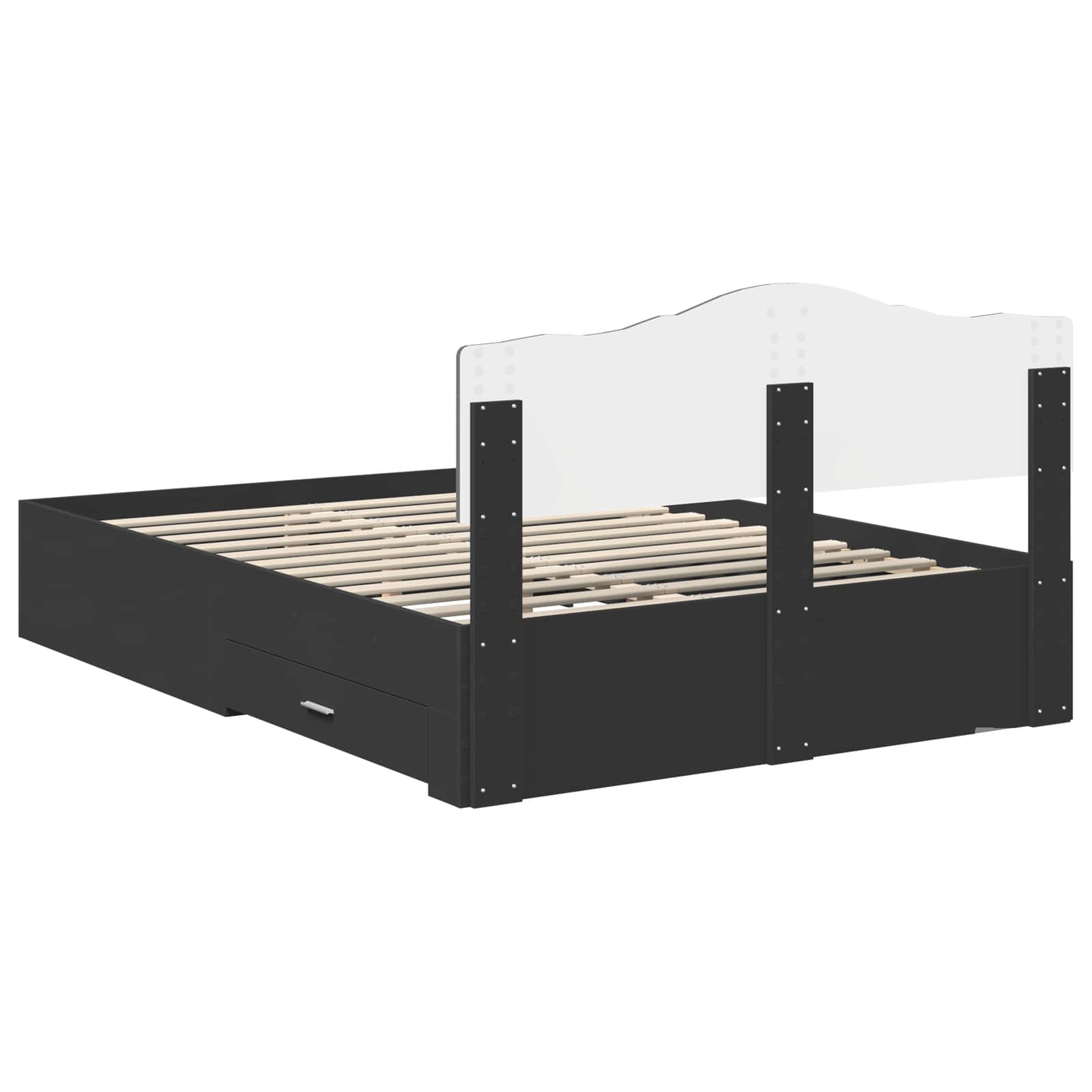 Bedframe met hoofdeinde Zwart 140 x 190 cm Bewerkt hout is nu te koop bij PeponiXL, paradijselijk wonen!
