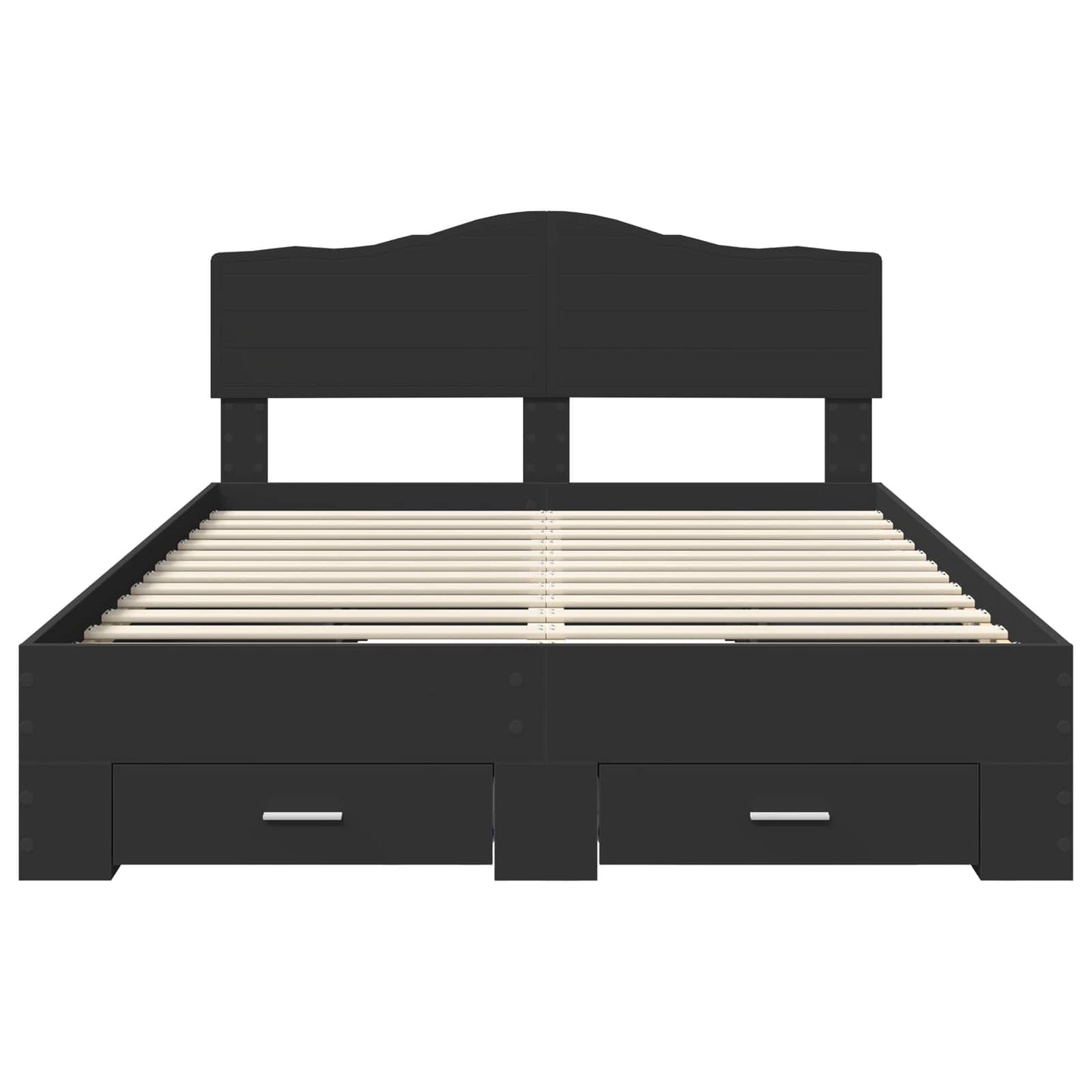 Bedframe met hoofdeinde Zwart 140 x 190 cm Bewerkt hout is nu te koop bij PeponiXL, paradijselijk wonen!