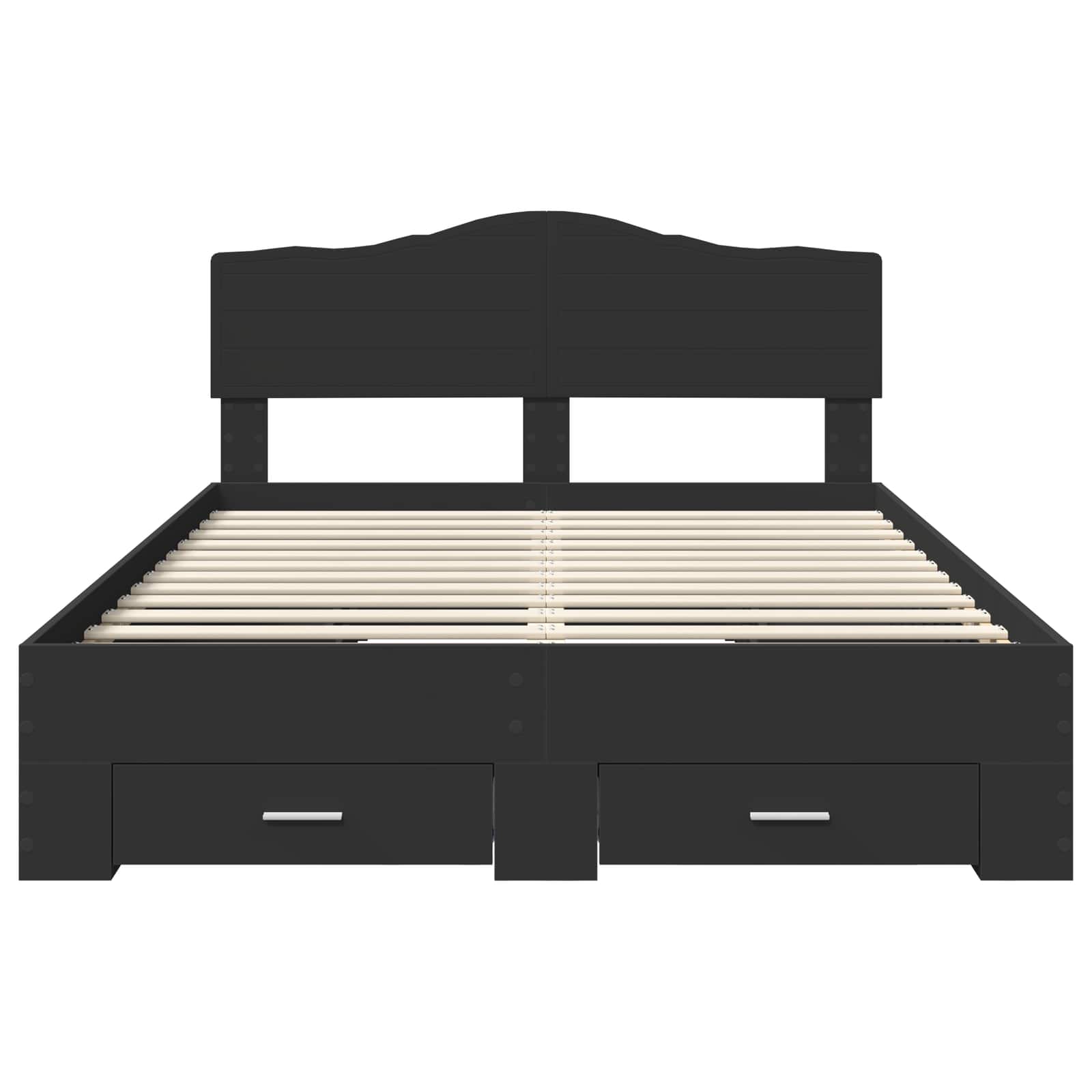 Bedframe met hoofdeinde Zwart 140 x 190 cm Bewerkt hout is nu te koop bij PeponiXL, paradijselijk wonen!