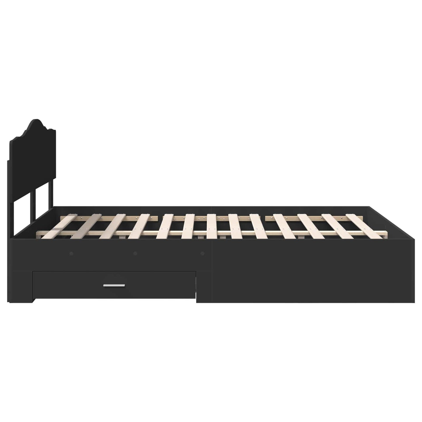Bedframe met hoofdeinde Zwart 140 x 190 cm Bewerkt hout is nu te koop bij PeponiXL, paradijselijk wonen!