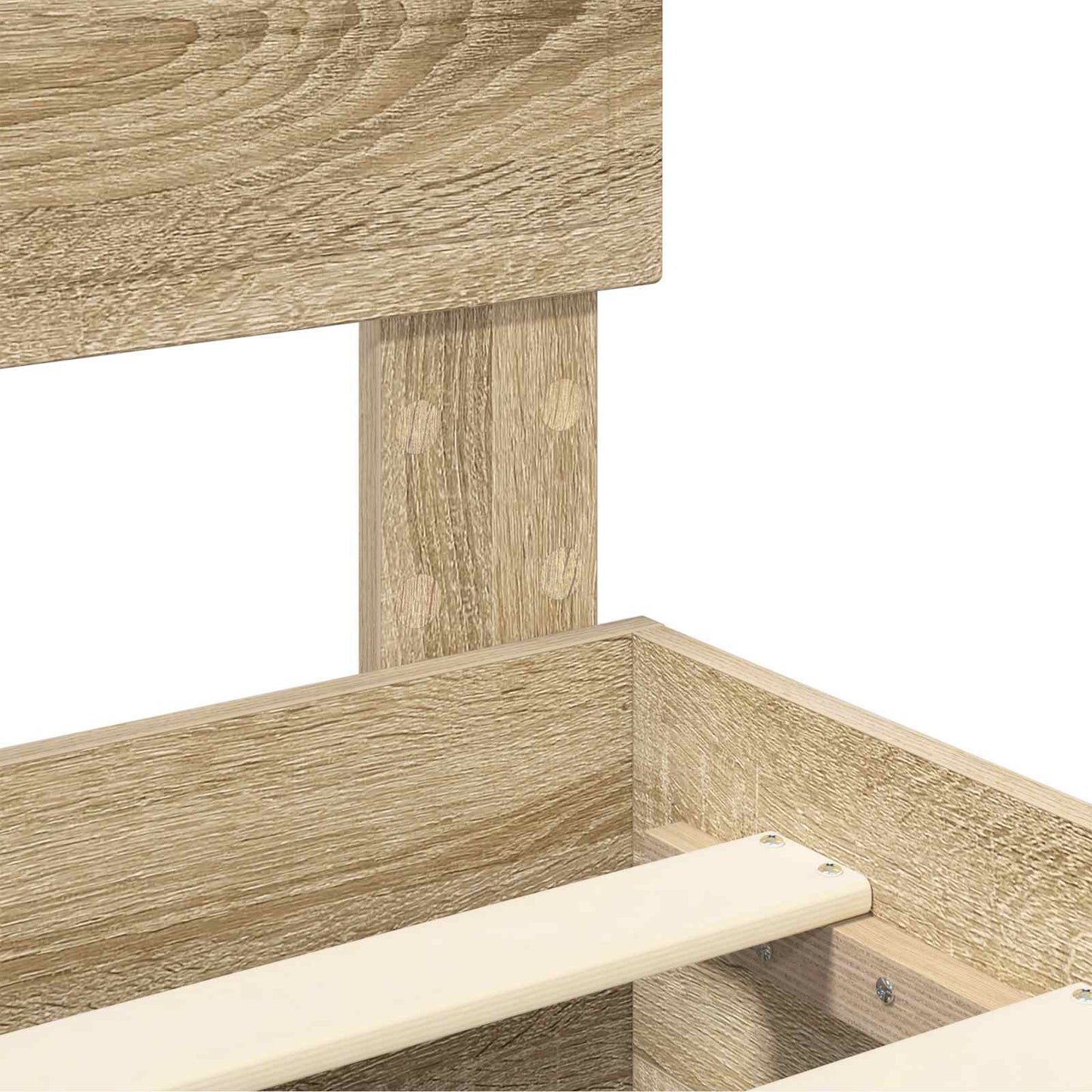 Bedframe met hoofdeinde Sonoma Eiken 140 x 190 cm Bewerkt hout is nu te koop bij PeponiXL, paradijselijk wonen!