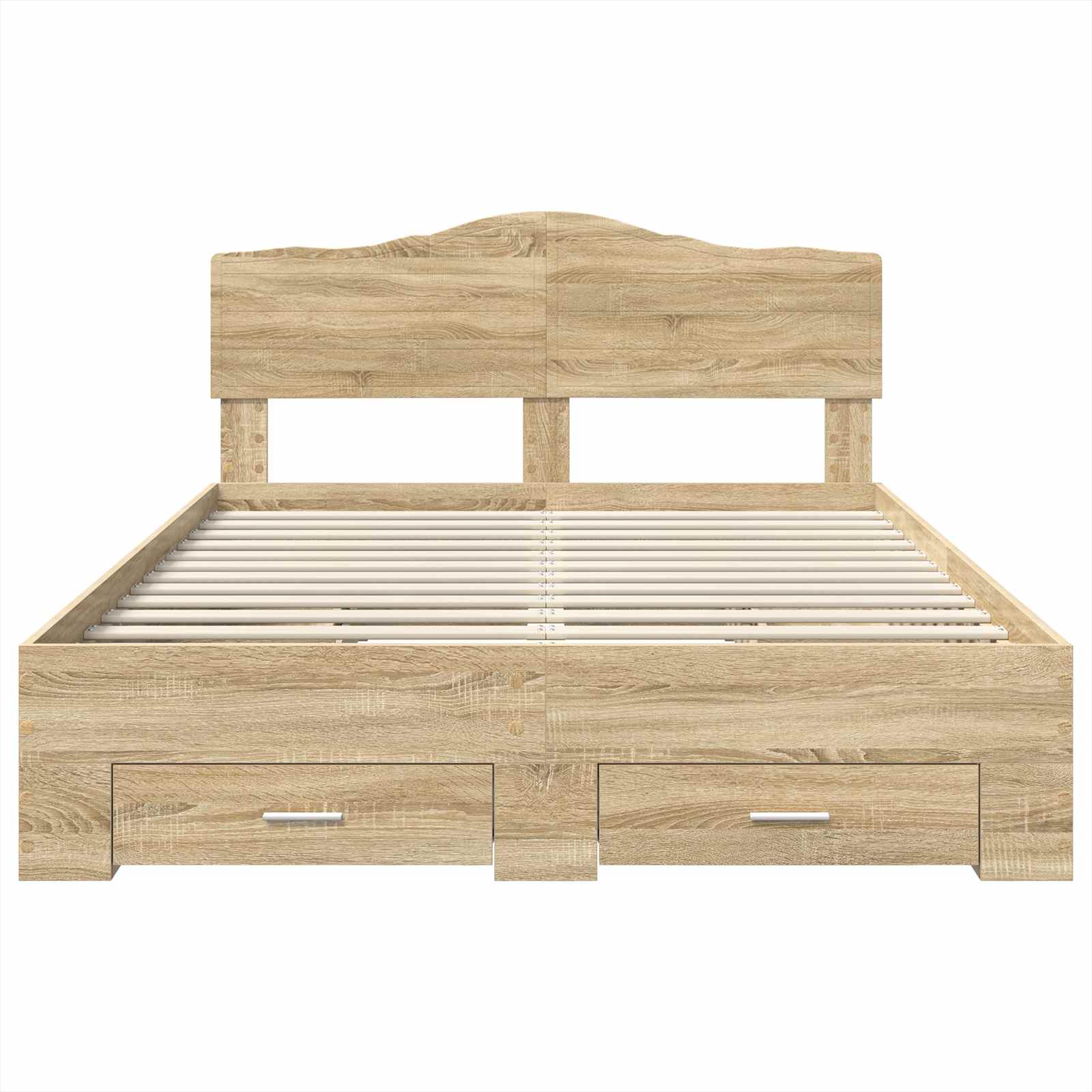 Bedframe met hoofdeinde Sonoma Eiken 140 x 190 cm Bewerkt hout is nu te koop bij PeponiXL, paradijselijk wonen!