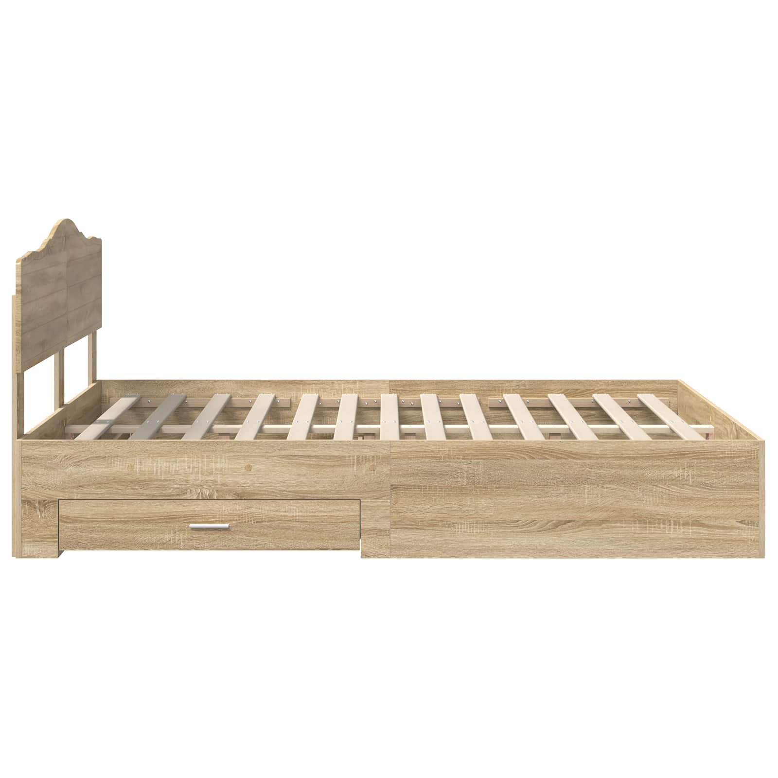 Bedframe met hoofdeinde Sonoma Eiken 140 x 190 cm Bewerkt hout is nu te koop bij PeponiXL, paradijselijk wonen!