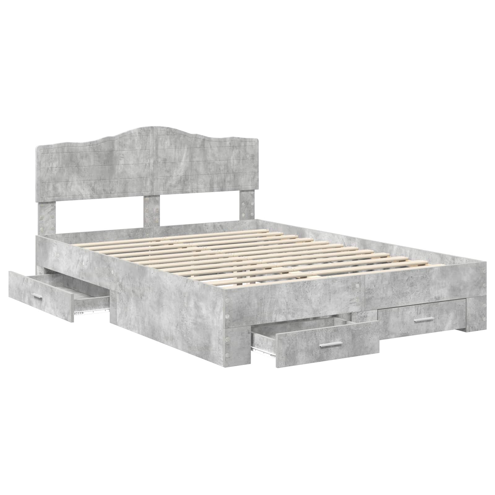 Bedframe met hoofdeinde Beton Grijs 140 x 190 cm Bewerkt hout is nu te koop bij PeponiXL, paradijselijk wonen!