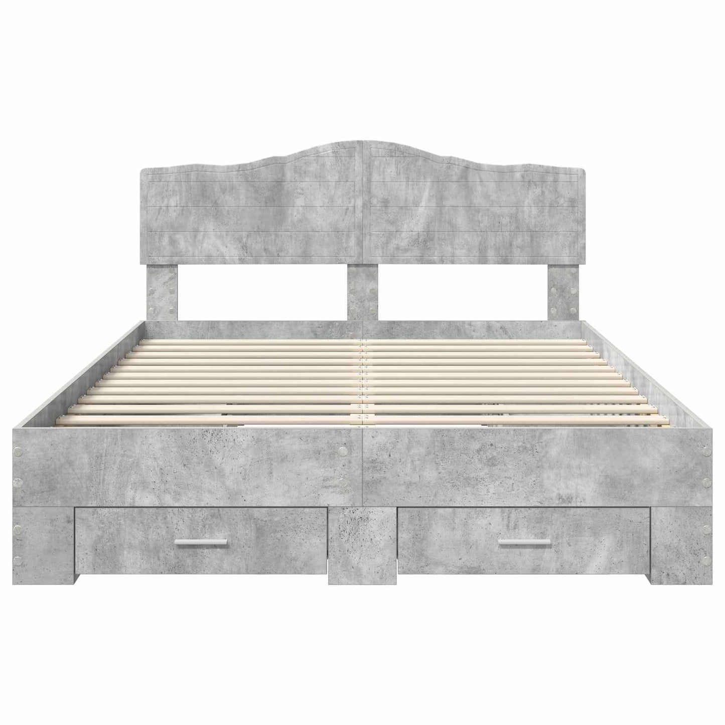 Bedframe met hoofdeinde Beton Grijs 140 x 190 cm Bewerkt hout is nu te koop bij PeponiXL, paradijselijk wonen!