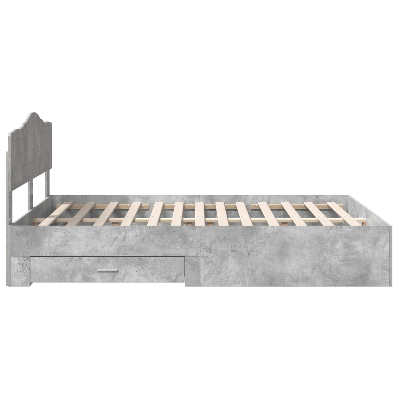 Bedframe met hoofdeinde Beton Grijs 140 x 190 cm Bewerkt hout is nu te koop bij PeponiXL, paradijselijk wonen!