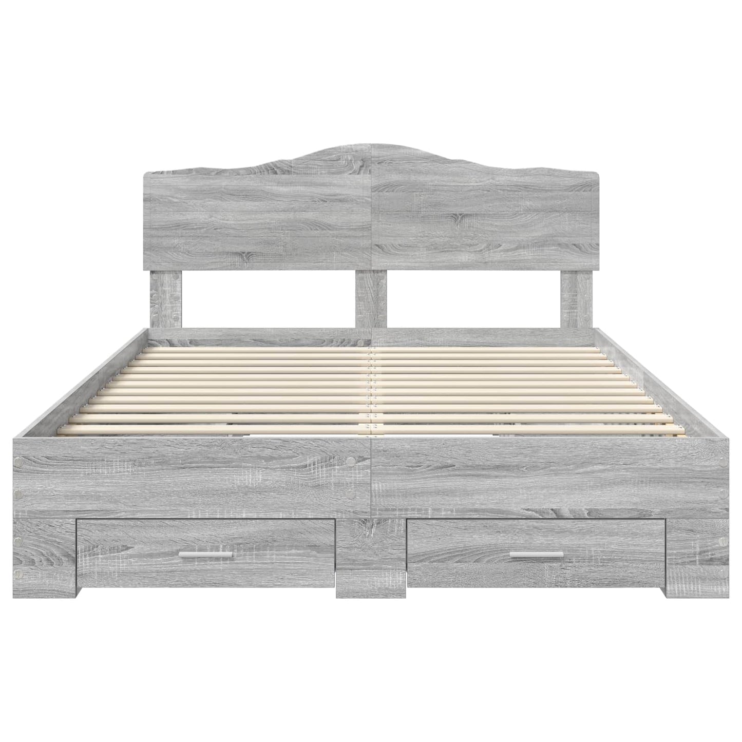Bedframe met hoofdeinde Grijs Sonoma 140 x 190 cm Bewerkt hout is nu te koop bij PeponiXL, paradijselijk wonen!