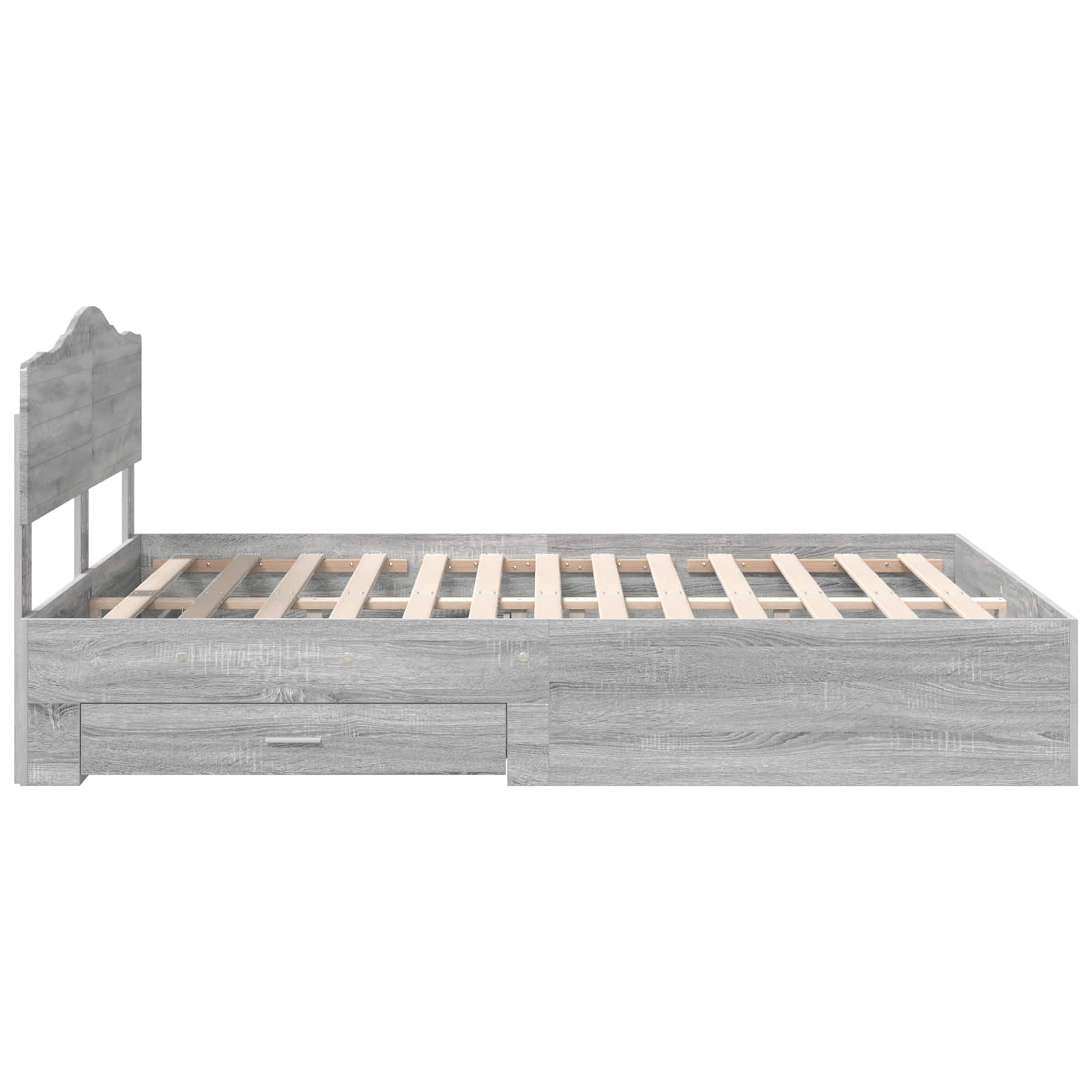 Bedframe met hoofdeinde Grijs Sonoma 140 x 190 cm Bewerkt hout is nu te koop bij PeponiXL, paradijselijk wonen!