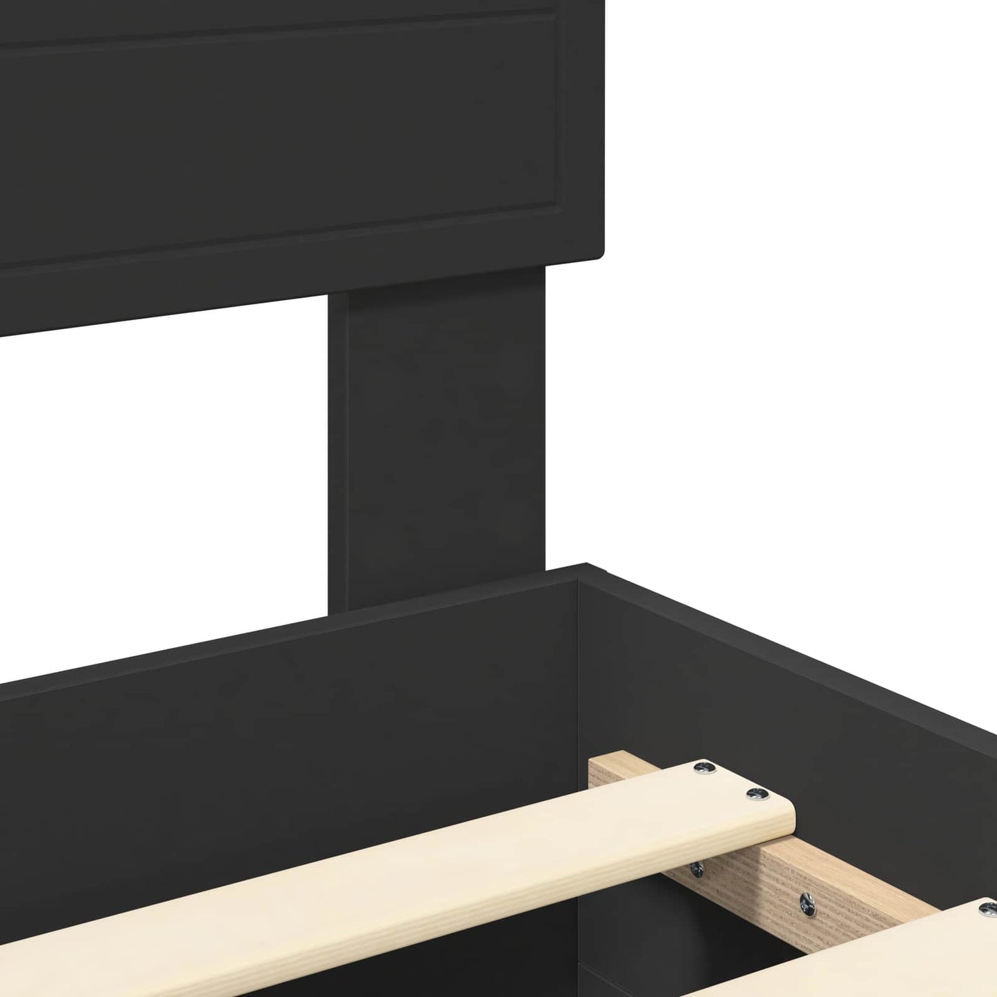 Bedframe met hoofdeinde Zwart 135 x 190 cm Bewerkt hout is nu te koop bij PeponiXL, paradijselijk wonen!