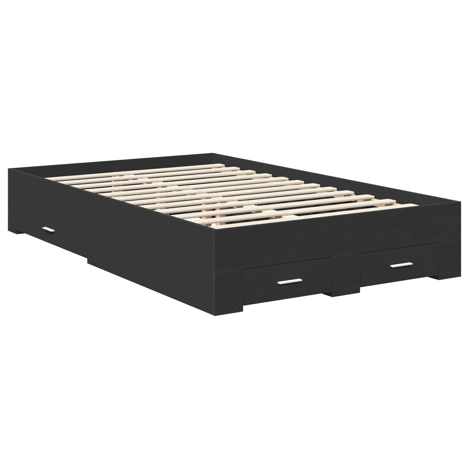 Bedframe met hoofdeinde Zwart 135 x 190 cm Bewerkt hout is nu te koop bij PeponiXL, paradijselijk wonen!