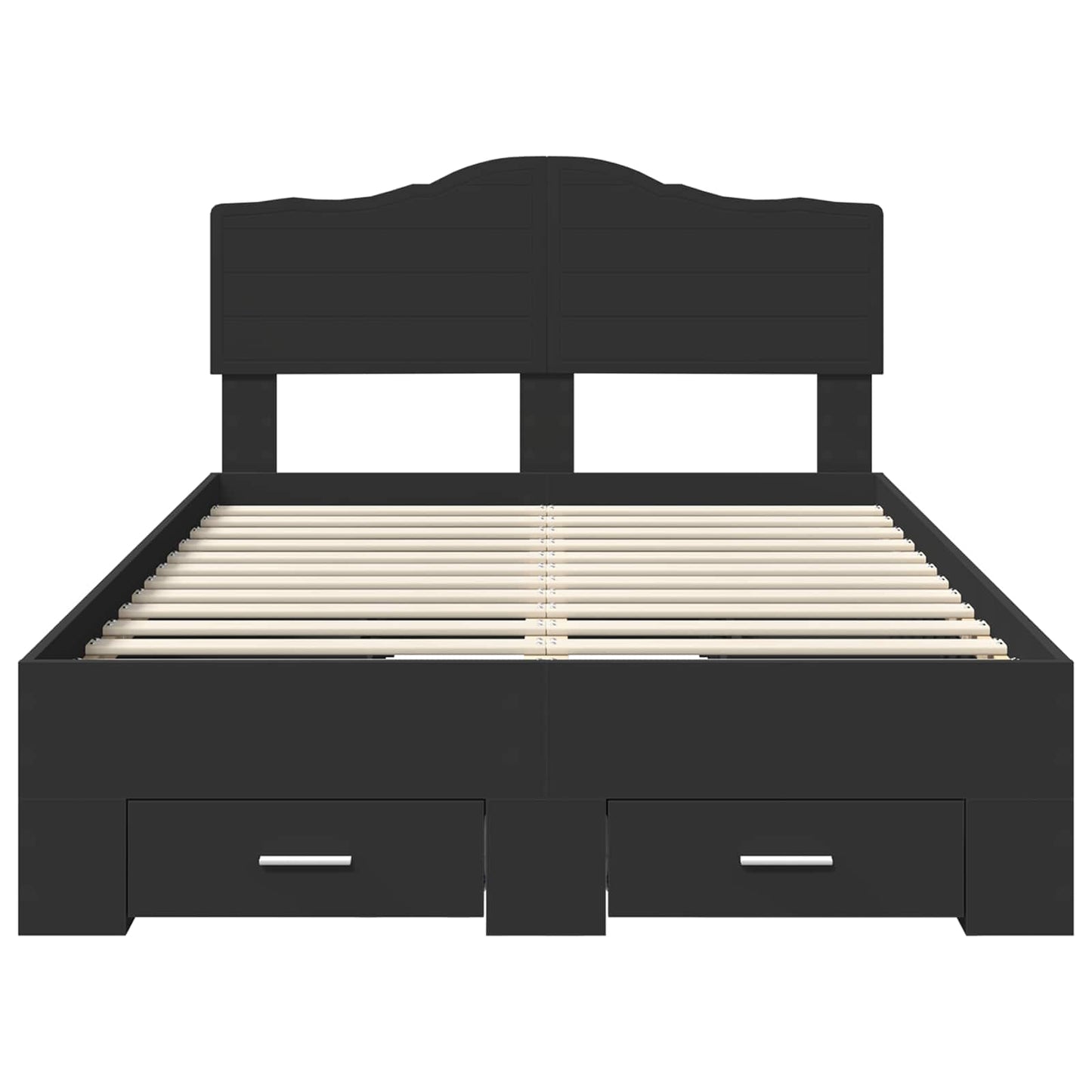 Bedframe met hoofdeinde Zwart 135 x 190 cm Bewerkt hout is nu te koop bij PeponiXL, paradijselijk wonen!