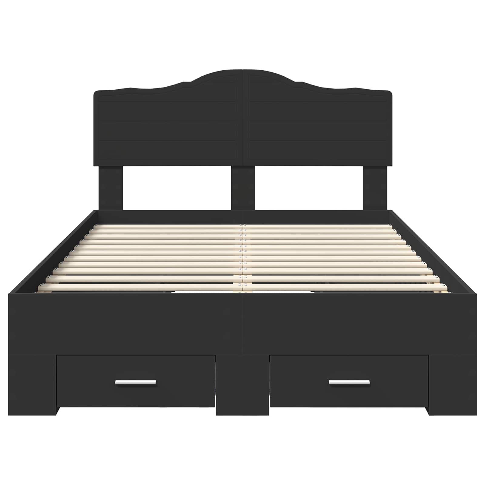 Bedframe met hoofdeinde Zwart 135 x 190 cm Bewerkt hout is nu te koop bij PeponiXL, paradijselijk wonen!