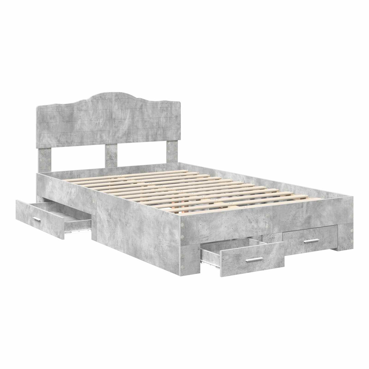 Bedframe met hoofdeinde Beton Grijs 135 x 190 cm Bewerkt hout is nu te koop bij PeponiXL, paradijselijk wonen!
