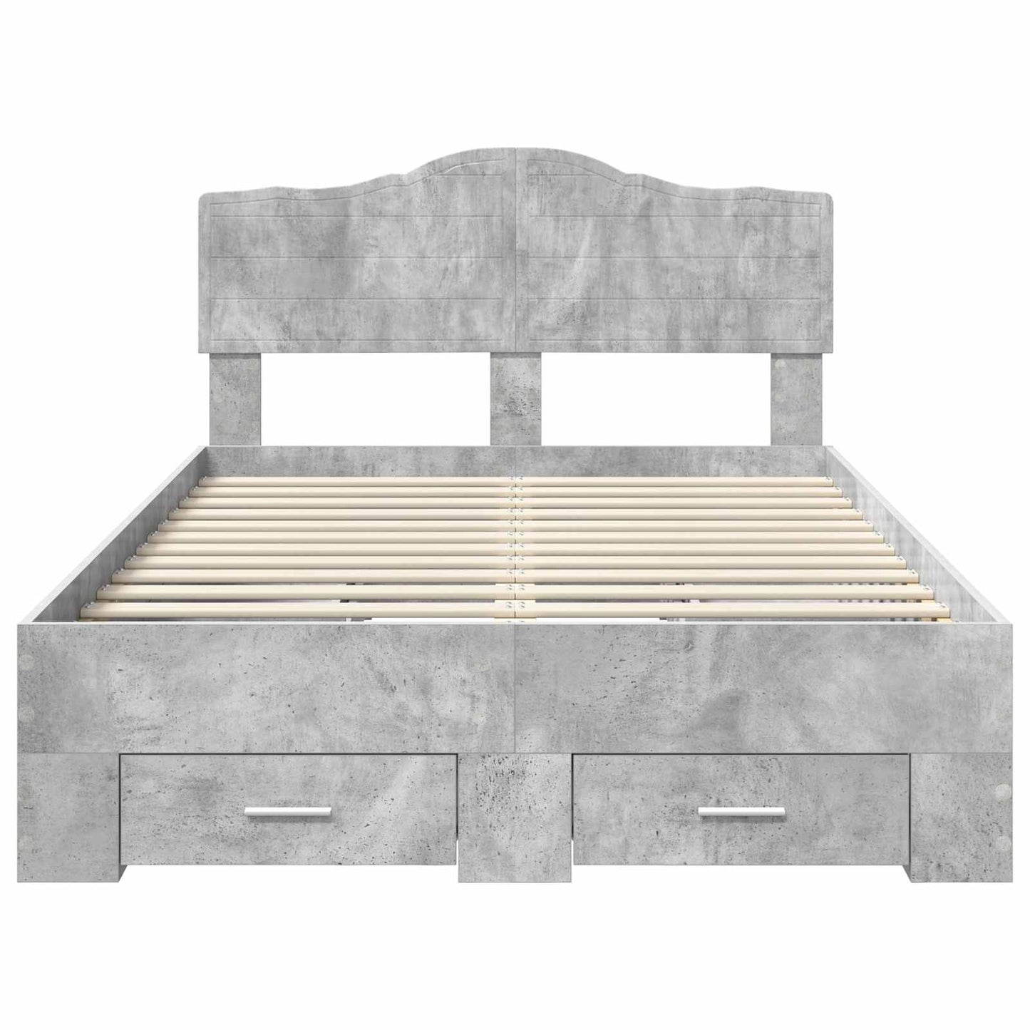 Bedframe met hoofdeinde Beton Grijs 135 x 190 cm Bewerkt hout is nu te koop bij PeponiXL, paradijselijk wonen!
