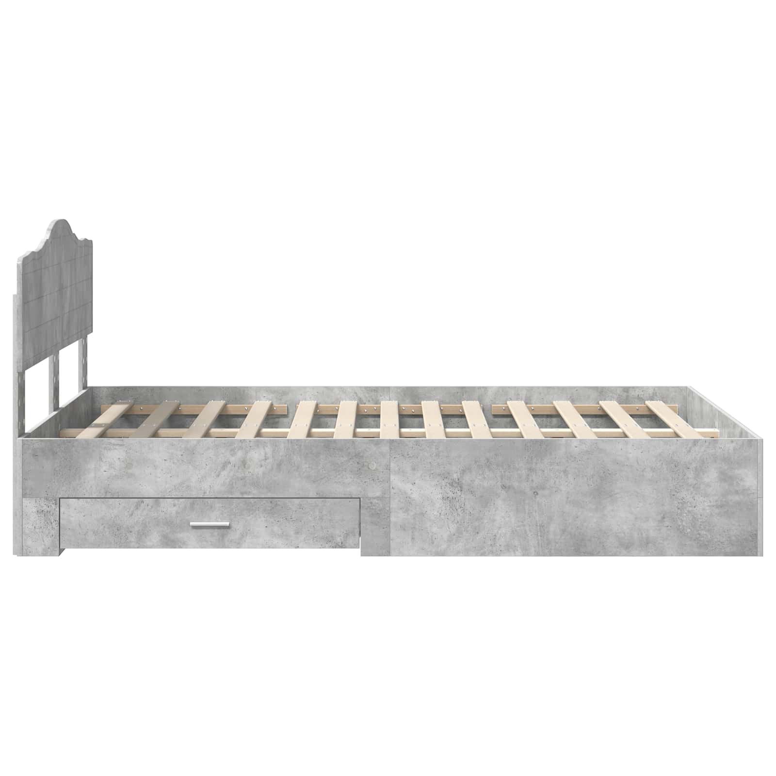 Bedframe met hoofdeinde Beton Grijs 135 x 190 cm Bewerkt hout is nu te koop bij PeponiXL, paradijselijk wonen!