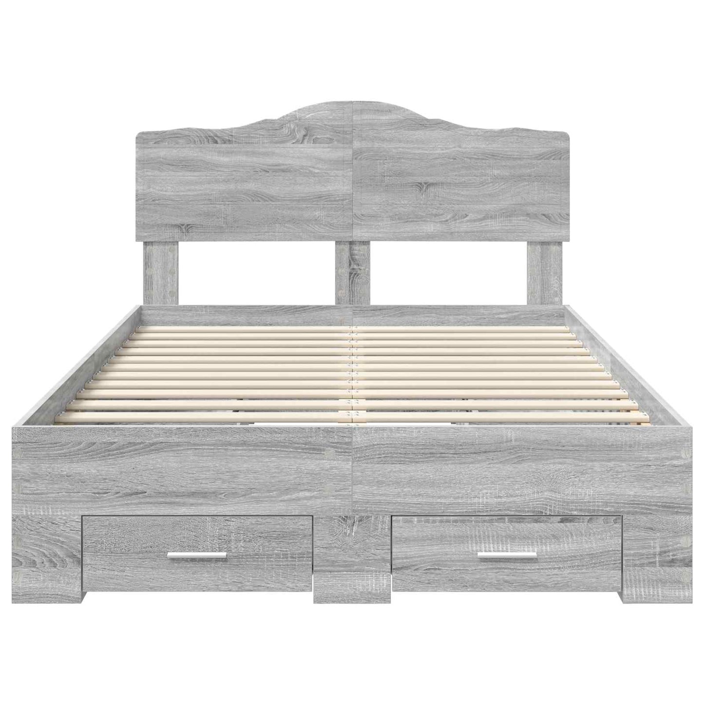 Bedframe met hoofdeinde Grijs Sonoma 135 x 190 cm Bewerkt hout is nu te koop bij PeponiXL, paradijselijk wonen!