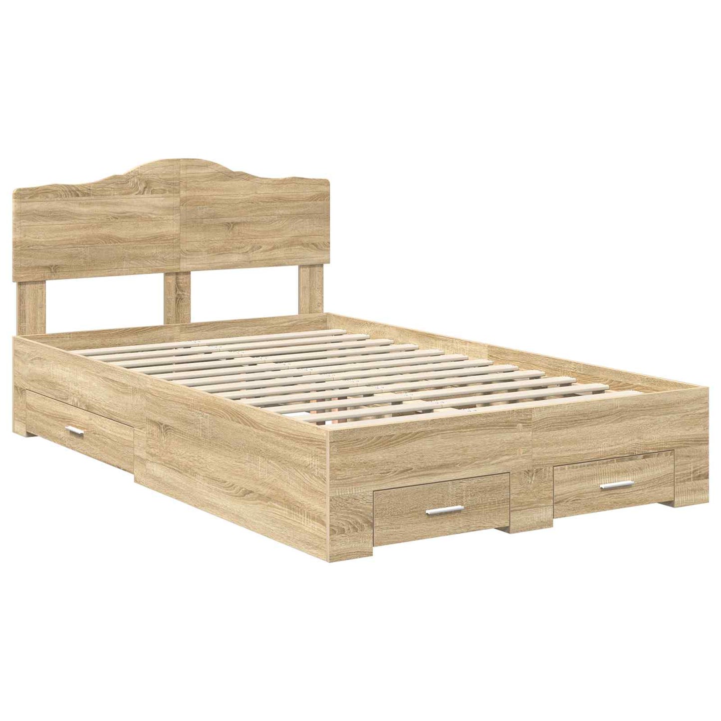 Bedframe met hoofdeinde Sonoma Eiken 120 x 200 cm Bewerkt hout is nu te koop bij PeponiXL, paradijselijk wonen!