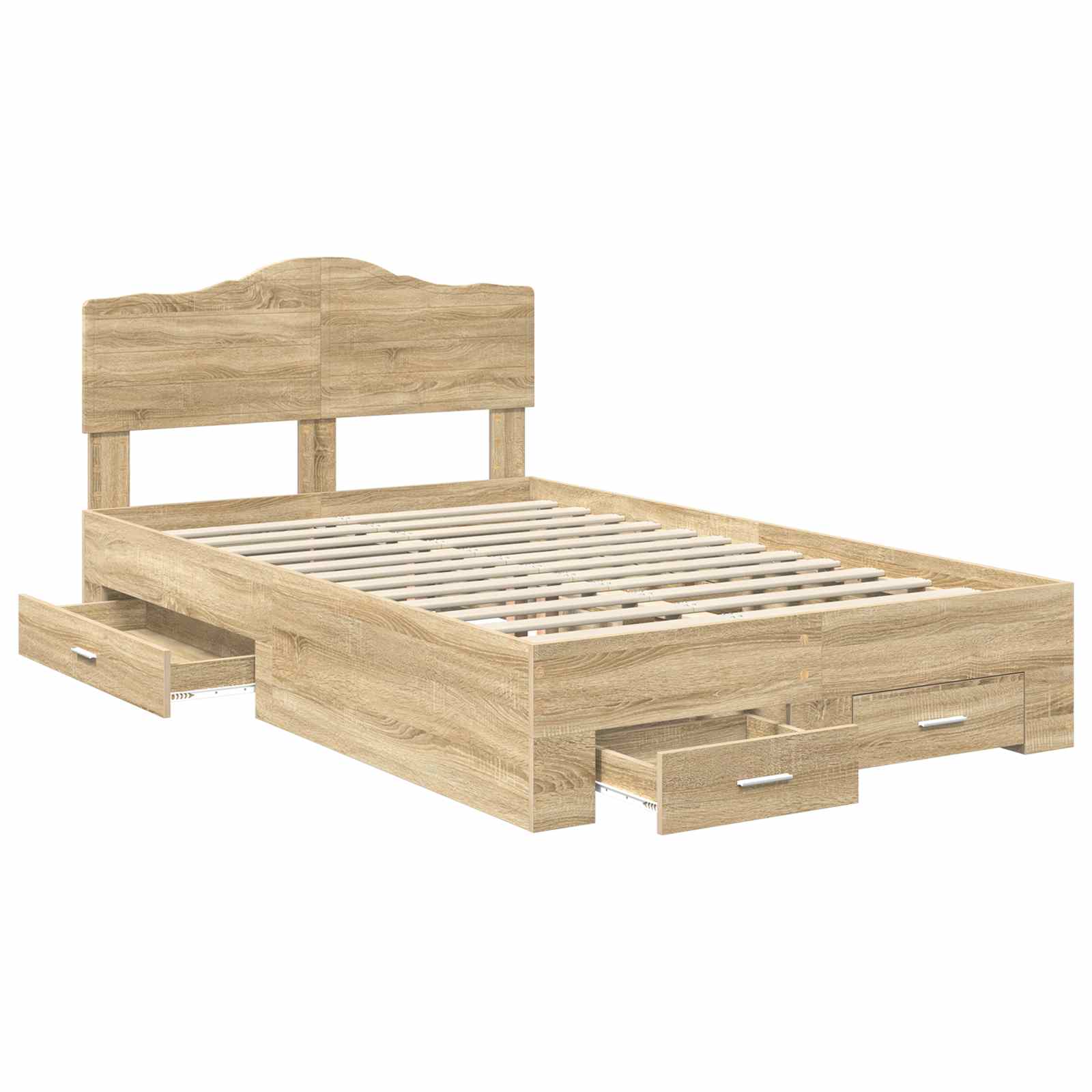 Bedframe met hoofdeinde Sonoma Eiken 120 x 200 cm Bewerkt hout is nu te koop bij PeponiXL, paradijselijk wonen!