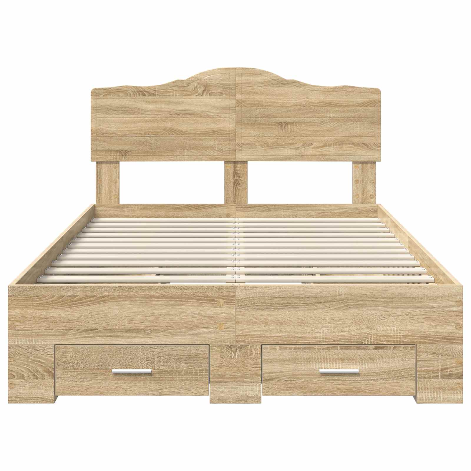 Bedframe met hoofdeinde Sonoma Eiken 120 x 200 cm Bewerkt hout is nu te koop bij PeponiXL, paradijselijk wonen!