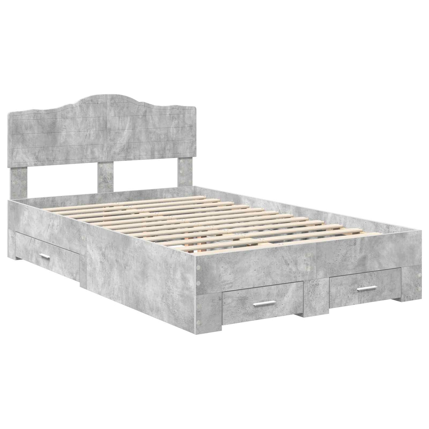 Bedframe met hoofdeinde Beton Grijs 120 x 200 cm Bewerkt hout is nu te koop bij PeponiXL, paradijselijk wonen!
