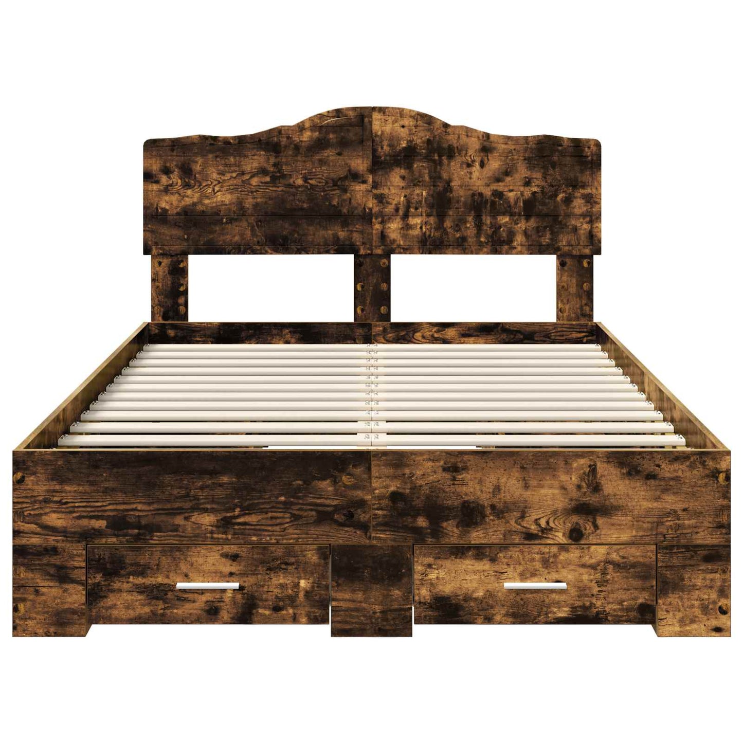 Bedframe met hoofdeinde Gerookt eiken 120 x 200 cm Bewerkt hout is nu te koop bij PeponiXL, paradijselijk wonen!