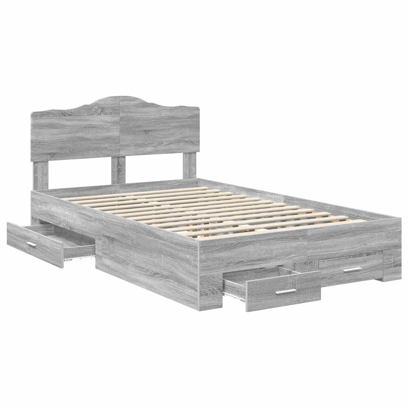 Bedframe met hoofdeinde Grijs Sonoma 120 x 200 cm Bewerkt hout is nu te koop bij PeponiXL, paradijselijk wonen!
