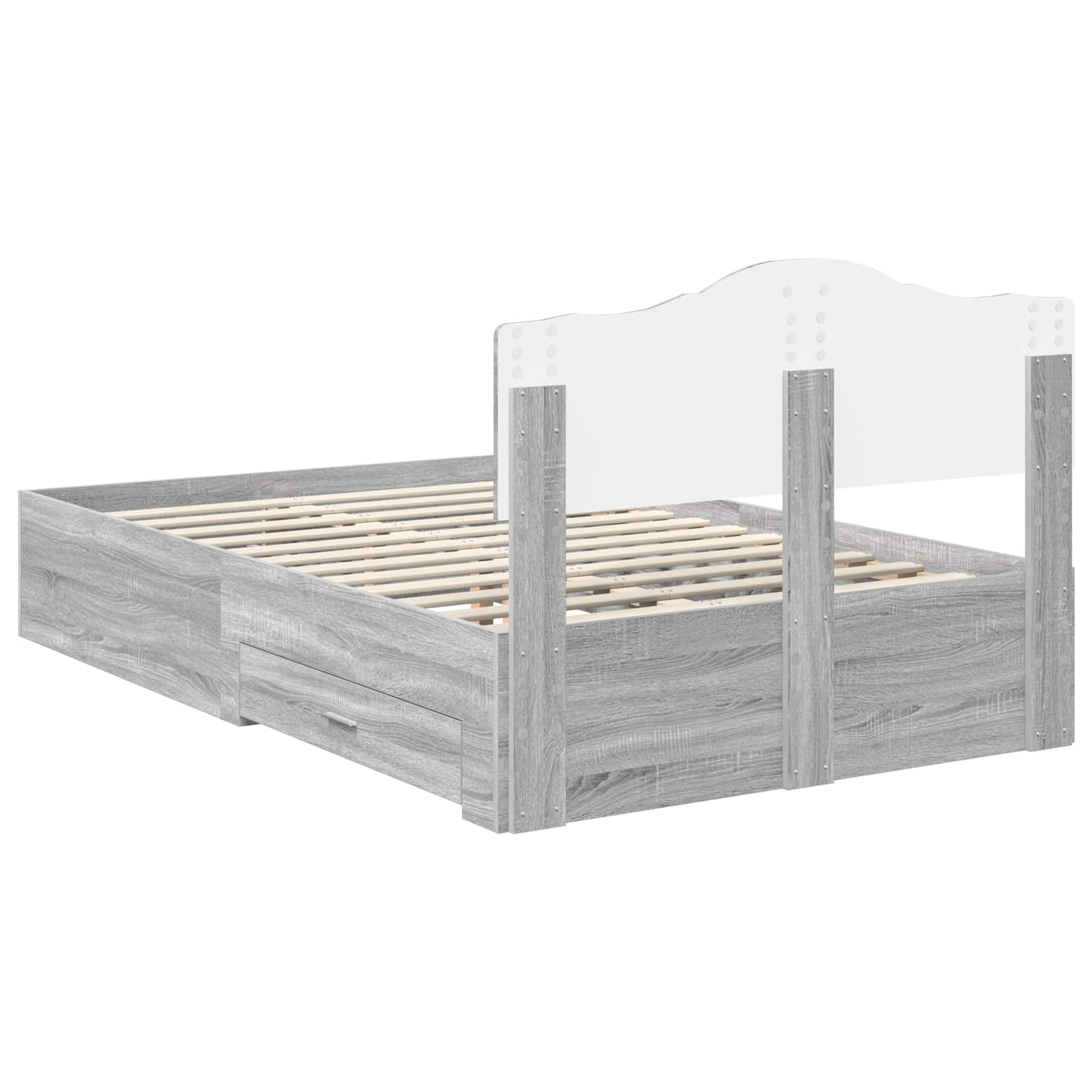 Bedframe met hoofdeinde Grijs Sonoma 120 x 200 cm Bewerkt hout is nu te koop bij PeponiXL, paradijselijk wonen!