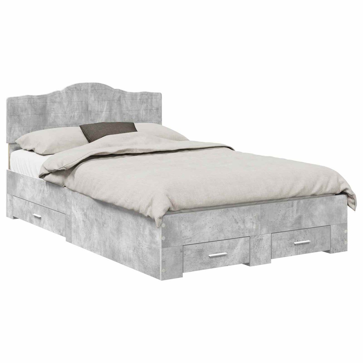 Bedframe met hoofdeinde Beton Grijs 120 x 190 cm Bewerkt hout is nu te koop bij PeponiXL, paradijselijk wonen!