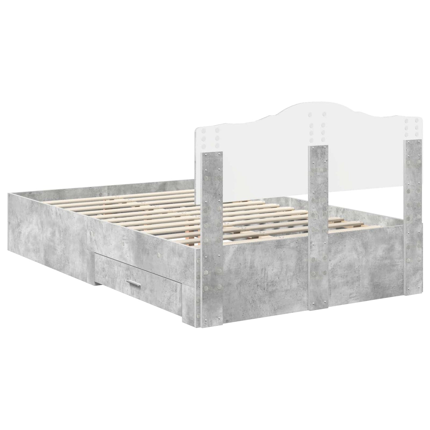 Bedframe met hoofdeinde Beton Grijs 120 x 190 cm Bewerkt hout is nu te koop bij PeponiXL, paradijselijk wonen!