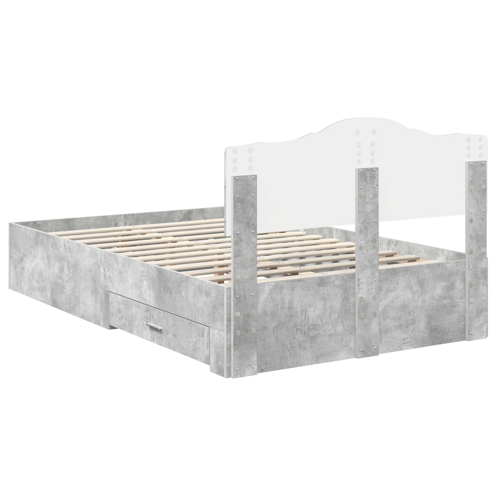Bedframe met hoofdeinde Beton Grijs 120 x 190 cm Bewerkt hout is nu te koop bij PeponiXL, paradijselijk wonen!
