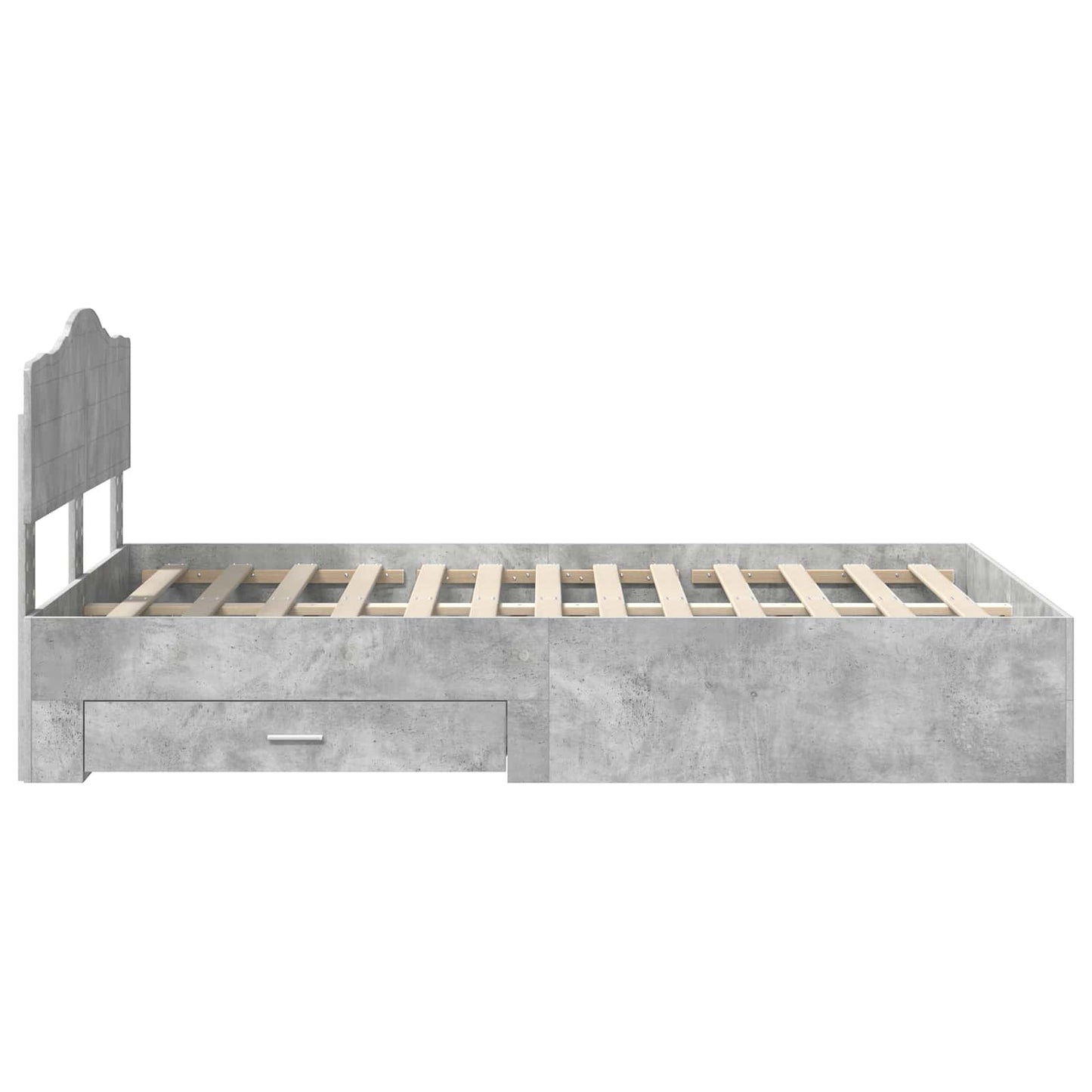 Bedframe met hoofdeinde Beton Grijs 120 x 190 cm Bewerkt hout is nu te koop bij PeponiXL, paradijselijk wonen!