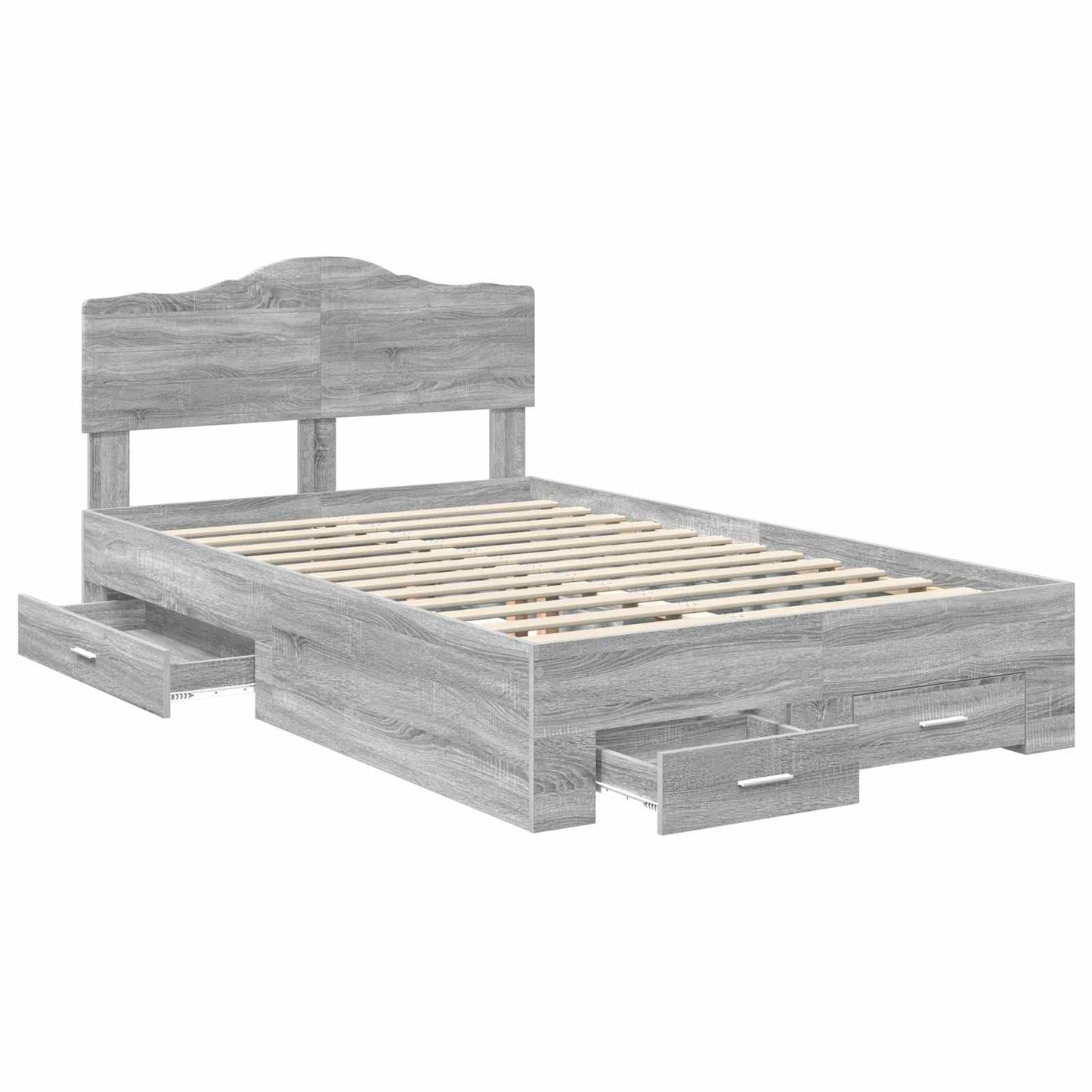 Bedframe met hoofdeinde Grijs Sonoma 120 x 190 cm Bewerkt hout is nu te koop bij PeponiXL, paradijselijk wonen!