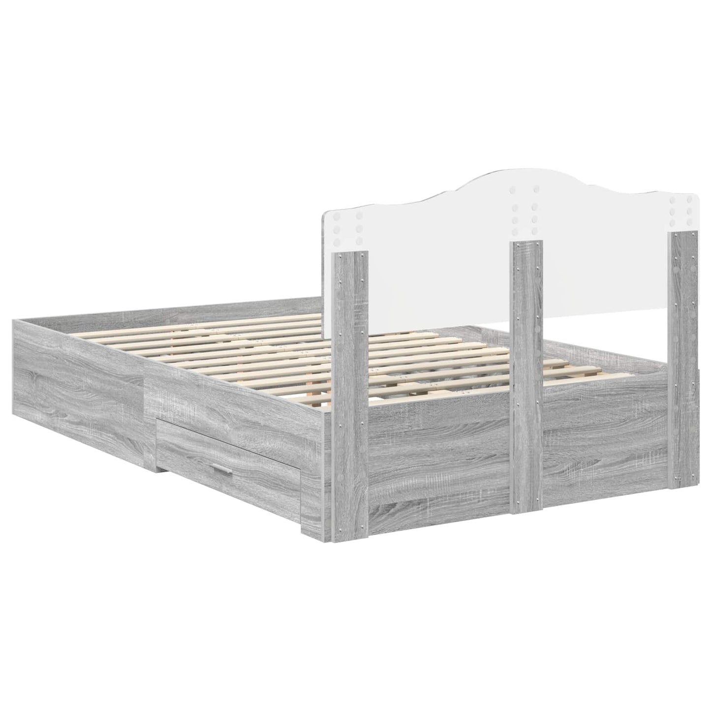 Bedframe met hoofdeinde Grijs Sonoma 120 x 190 cm Bewerkt hout is nu te koop bij PeponiXL, paradijselijk wonen!