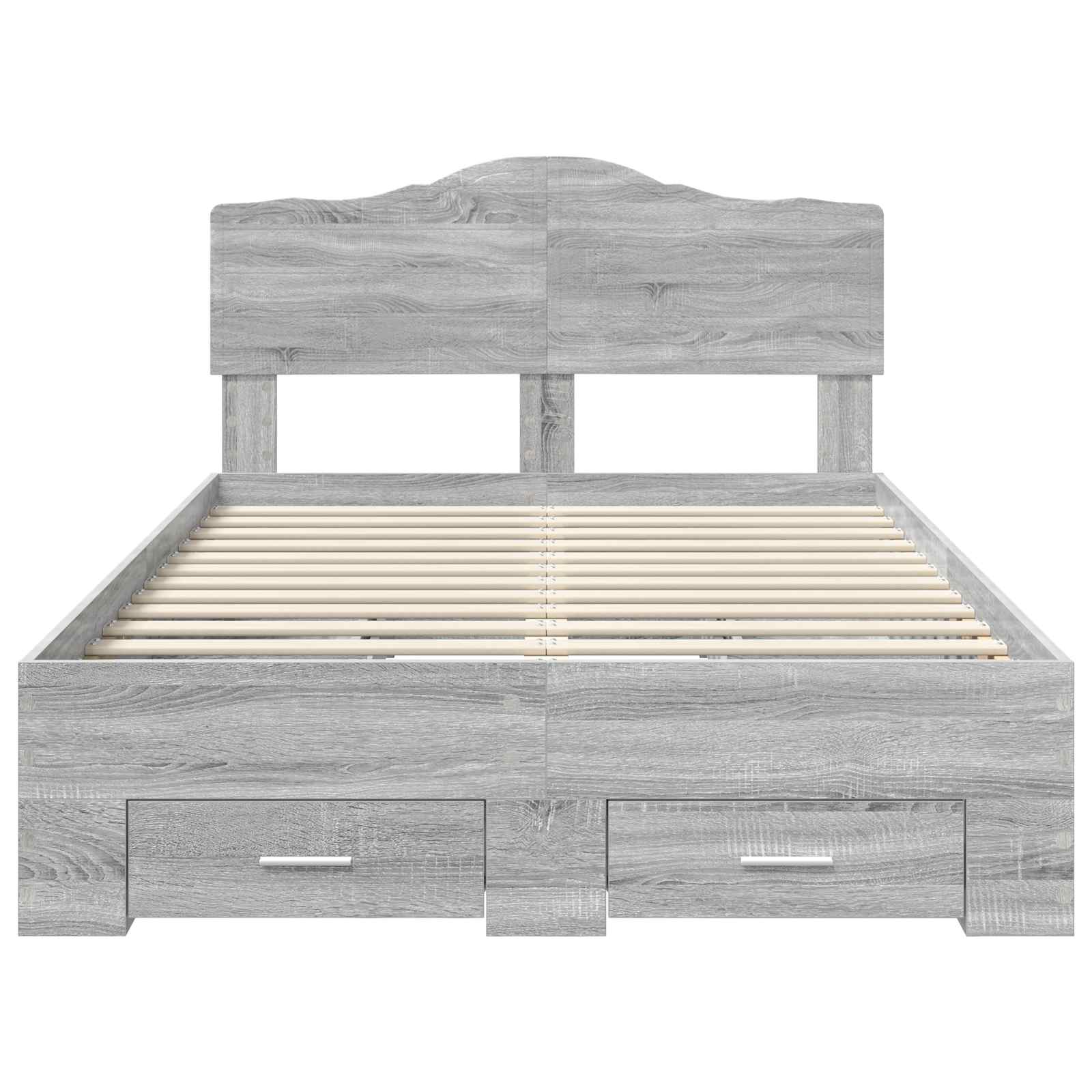 Bedframe met hoofdeinde Grijs Sonoma 120 x 190 cm Bewerkt hout is nu te koop bij PeponiXL, paradijselijk wonen!