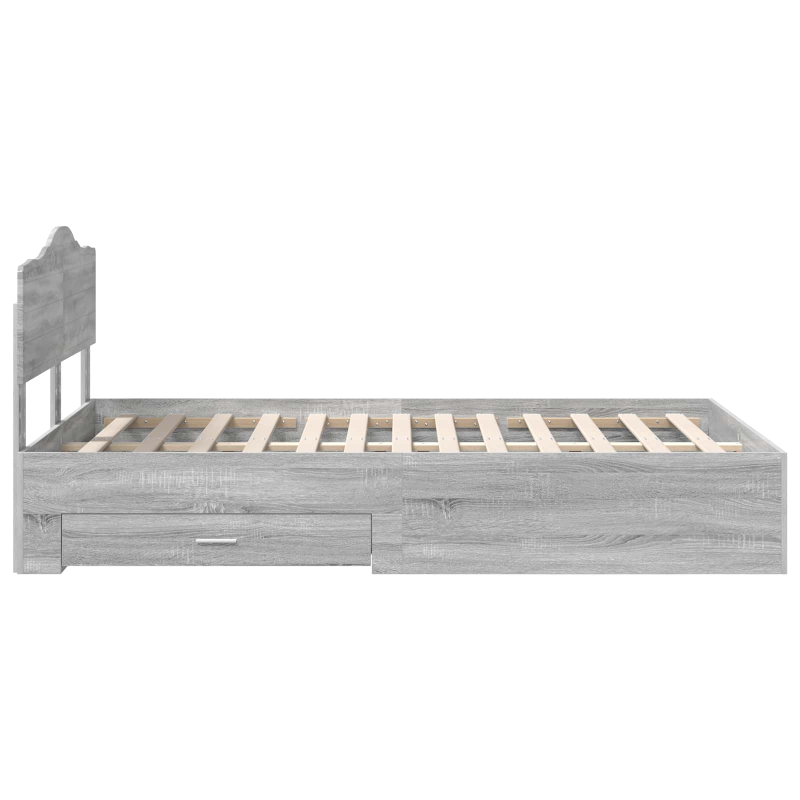 Bedframe met hoofdeinde Grijs Sonoma 120 x 190 cm Bewerkt hout is nu te koop bij PeponiXL, paradijselijk wonen!