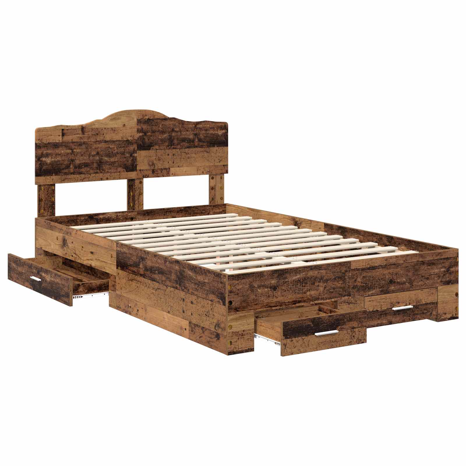 Bedframe met hoofdeinde Oudhout 120 x 190 cm Bewerkt hout is nu te koop bij PeponiXL, paradijselijk wonen!