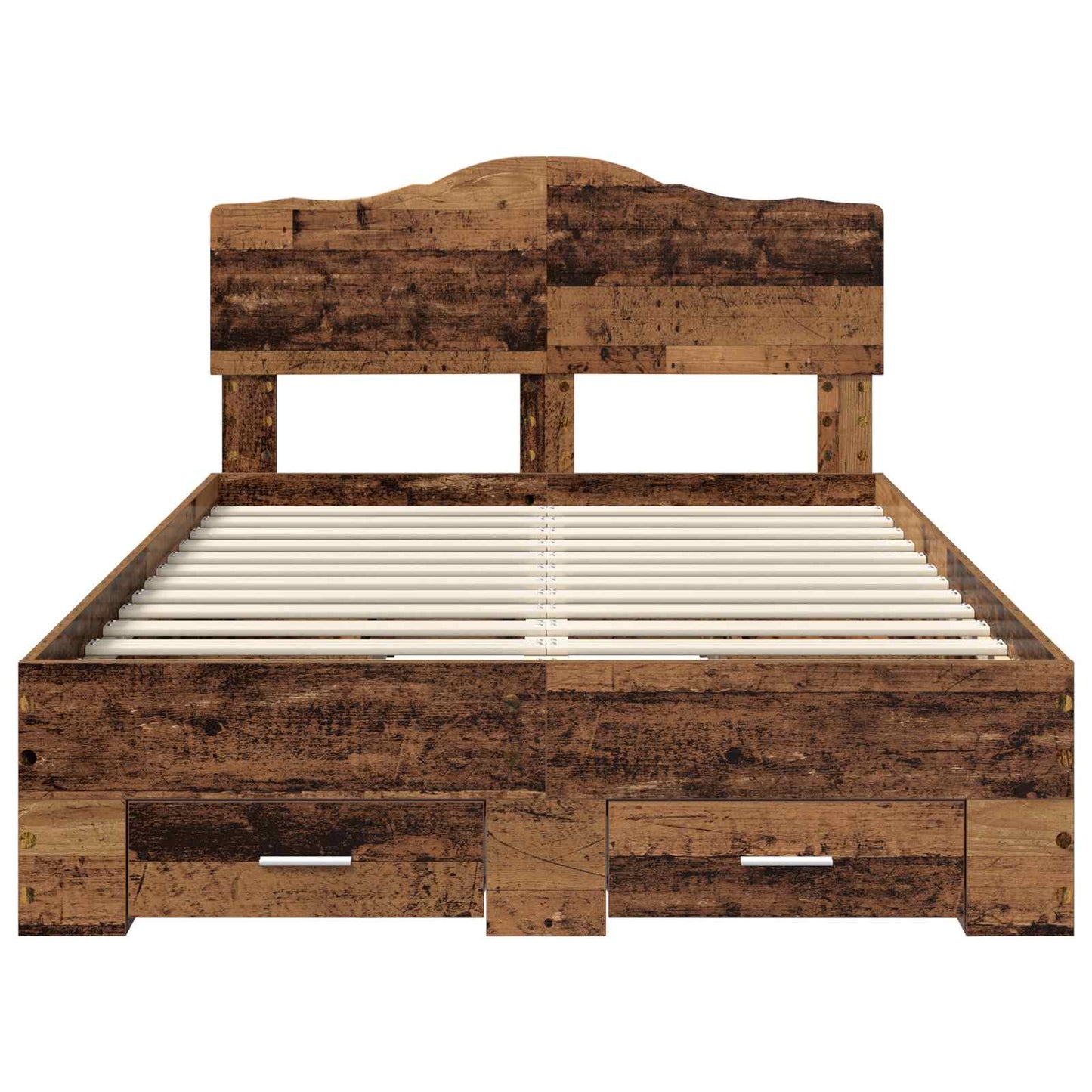 Bedframe met hoofdeinde Oudhout 120 x 190 cm Bewerkt hout is nu te koop bij PeponiXL, paradijselijk wonen!