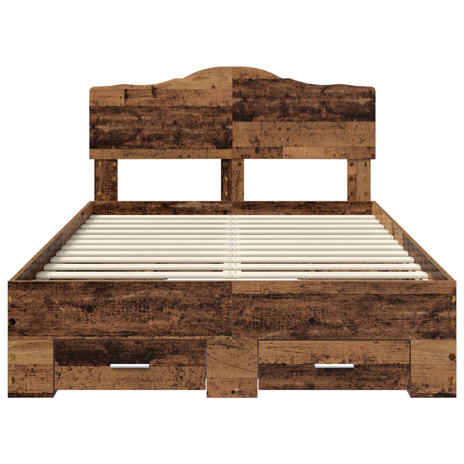 Bedframe met hoofdeinde Oudhout 120 x 190 cm Bewerkt hout is nu te koop bij PeponiXL, paradijselijk wonen!