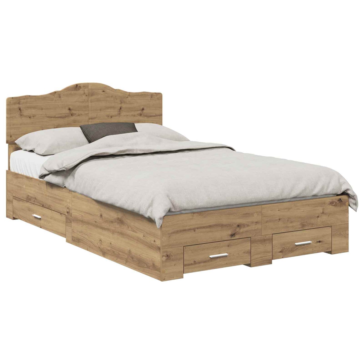 Bedframe met hoofdeinde Artisan Eiken 120 x 190 cm Bewerkt hout is nu te koop bij PeponiXL, paradijselijk wonen!
