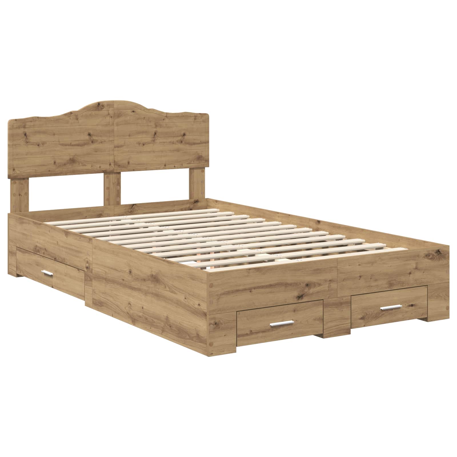 Bedframe met hoofdeinde Artisan Eiken 120 x 190 cm Bewerkt hout is nu te koop bij PeponiXL, paradijselijk wonen!