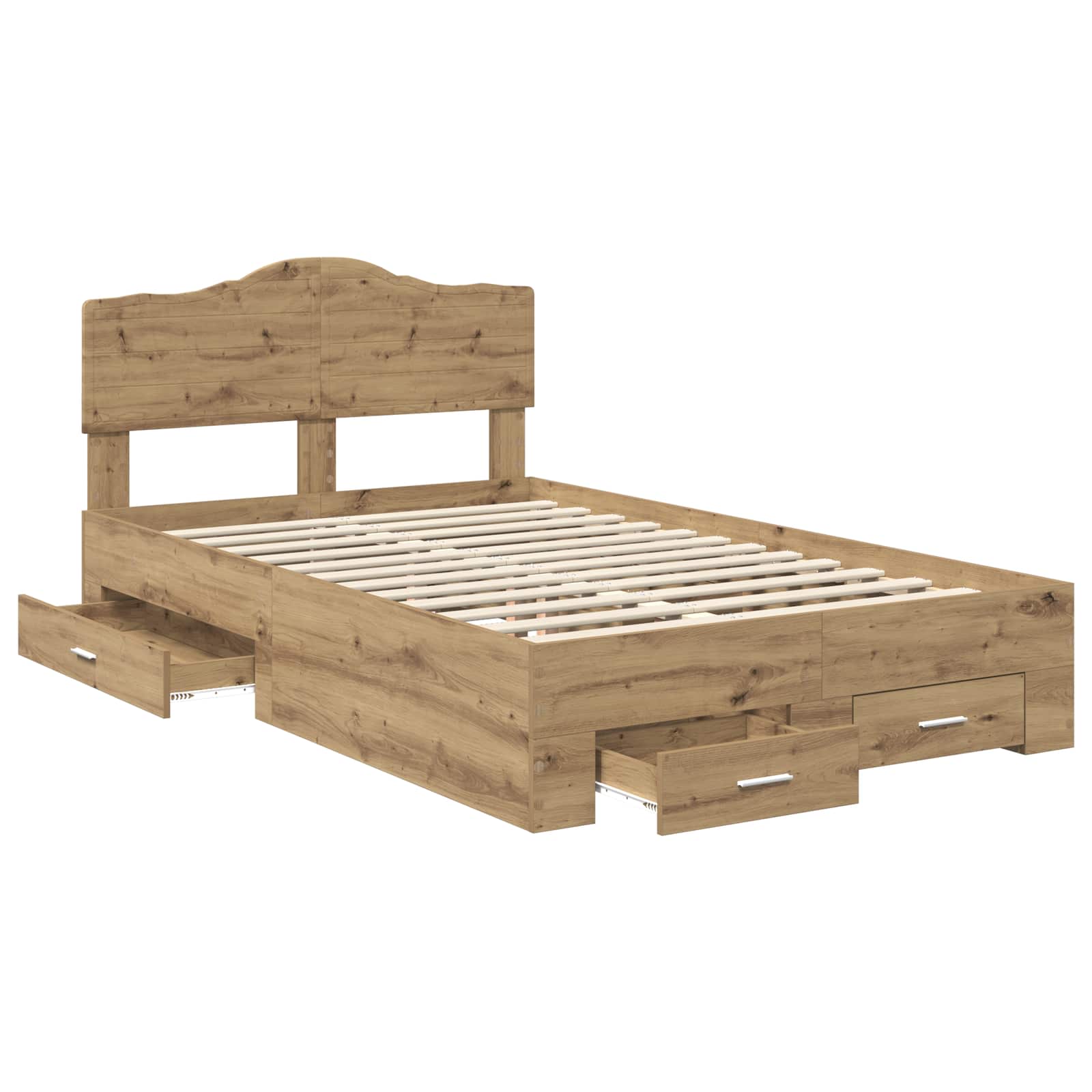 Bedframe met hoofdeinde Artisan Eiken 120 x 190 cm Bewerkt hout is nu te koop bij PeponiXL, paradijselijk wonen!