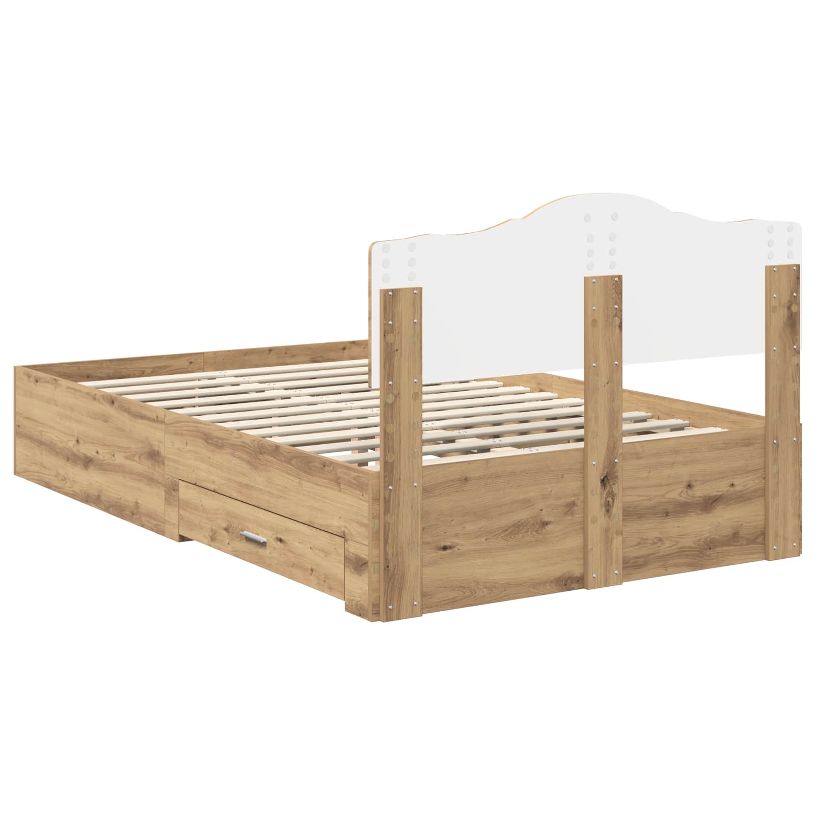 Bedframe met hoofdeinde Artisan Eiken 120 x 190 cm Bewerkt hout is nu te koop bij PeponiXL, paradijselijk wonen!