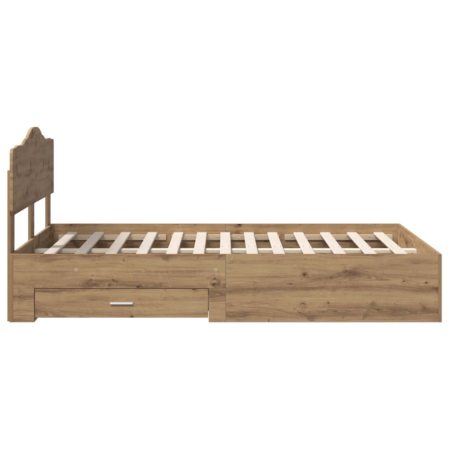 Bedframe met hoofdeinde Artisan Eiken 120 x 190 cm Bewerkt hout is nu te koop bij PeponiXL, paradijselijk wonen!