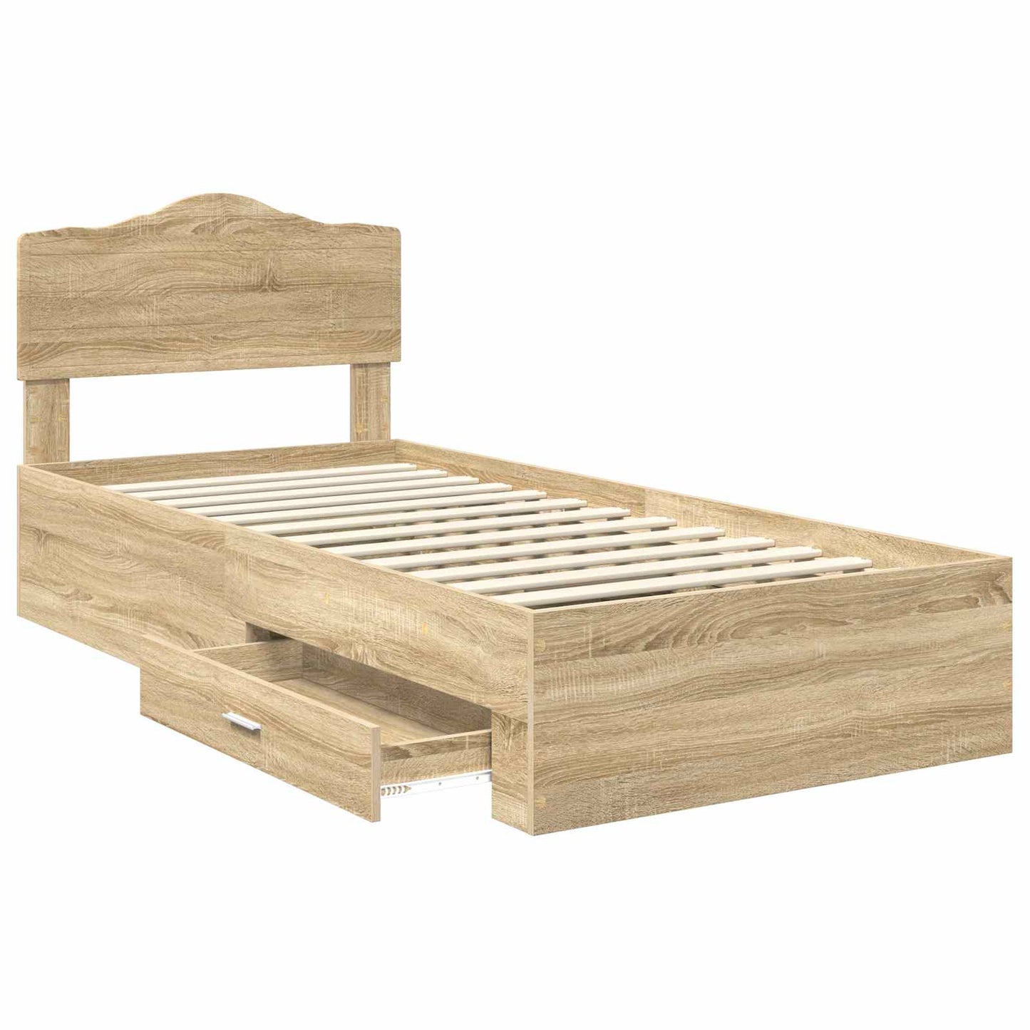 Bedframe met hoofdeinde Sonoma Eiken 100 x 200 cm Bewerkt hout is nu te koop bij PeponiXL, paradijselijk wonen!
