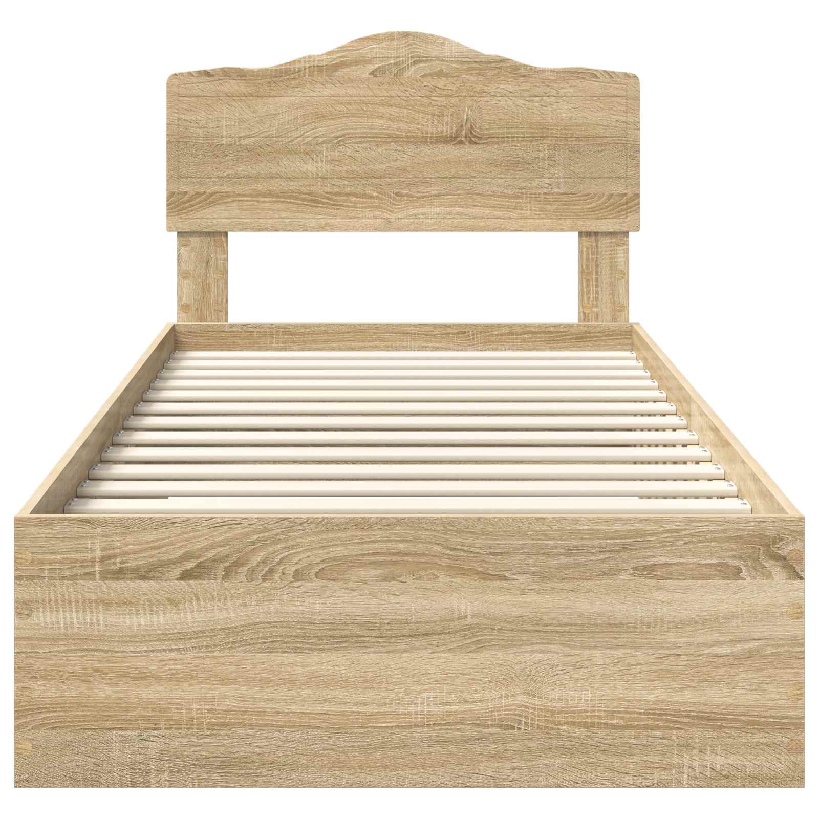Bedframe met hoofdeinde Sonoma Eiken 100 x 200 cm Bewerkt hout is nu te koop bij PeponiXL, paradijselijk wonen!