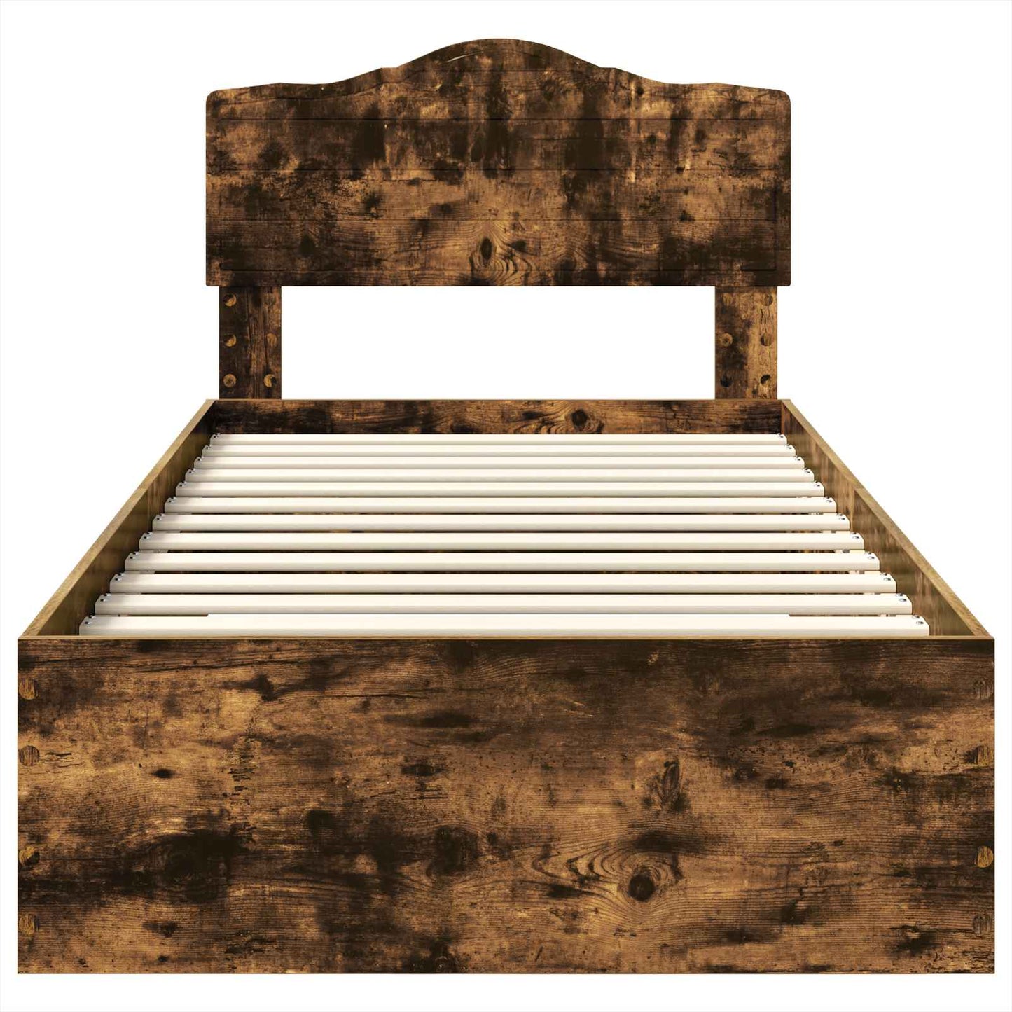 Bedframe met hoofdeinde Gerookt eiken 100 x 200 cm Bewerkt hout is nu te koop bij PeponiXL, paradijselijk wonen!