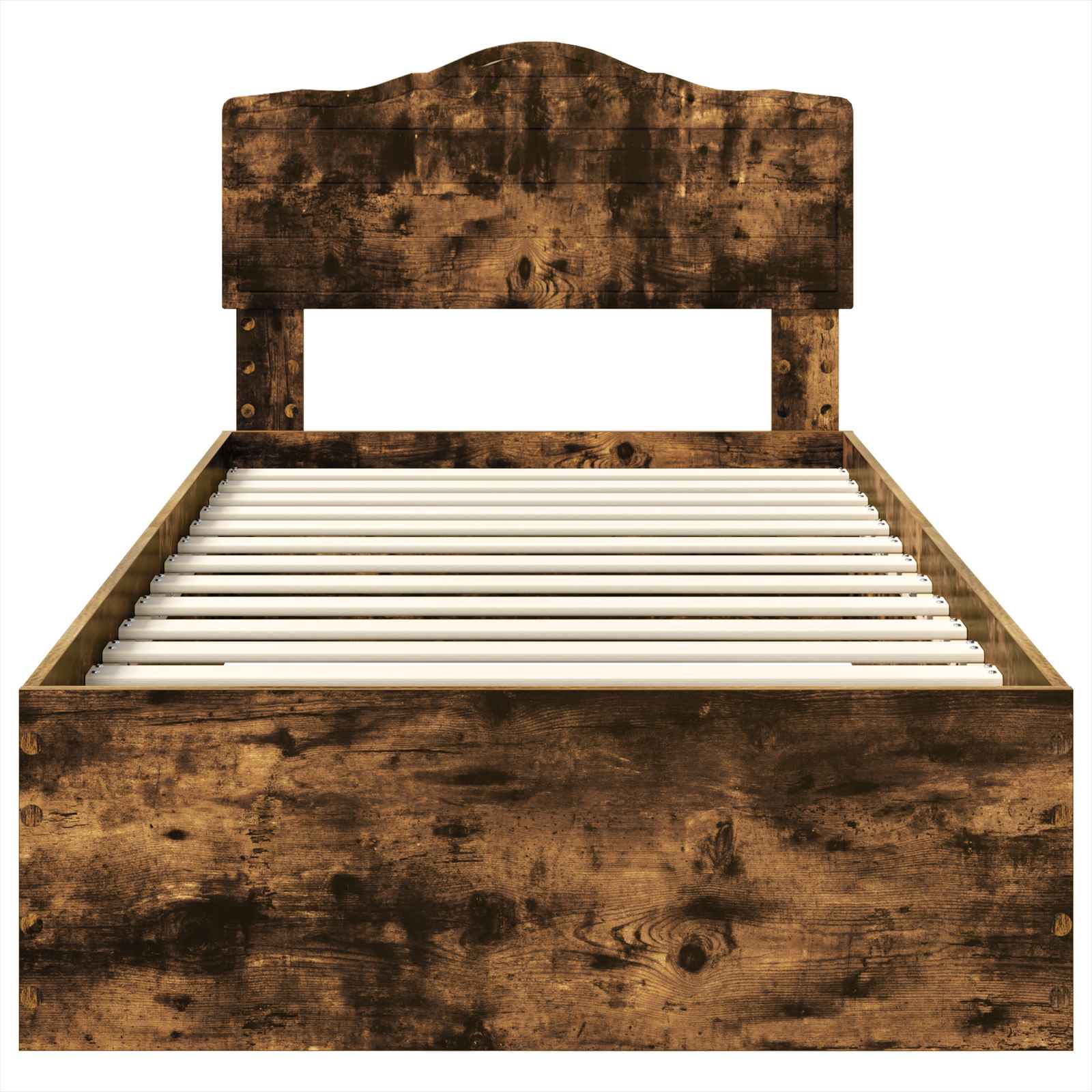 Bedframe met hoofdeinde Gerookt eiken 100 x 200 cm Bewerkt hout is nu te koop bij PeponiXL, paradijselijk wonen!